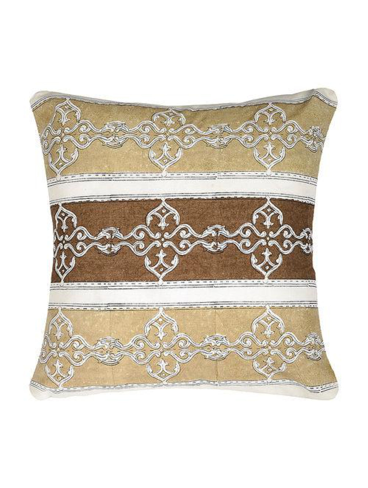 Set Of 2 Hand Block Brown And Beige Cotton Cushion Covers
