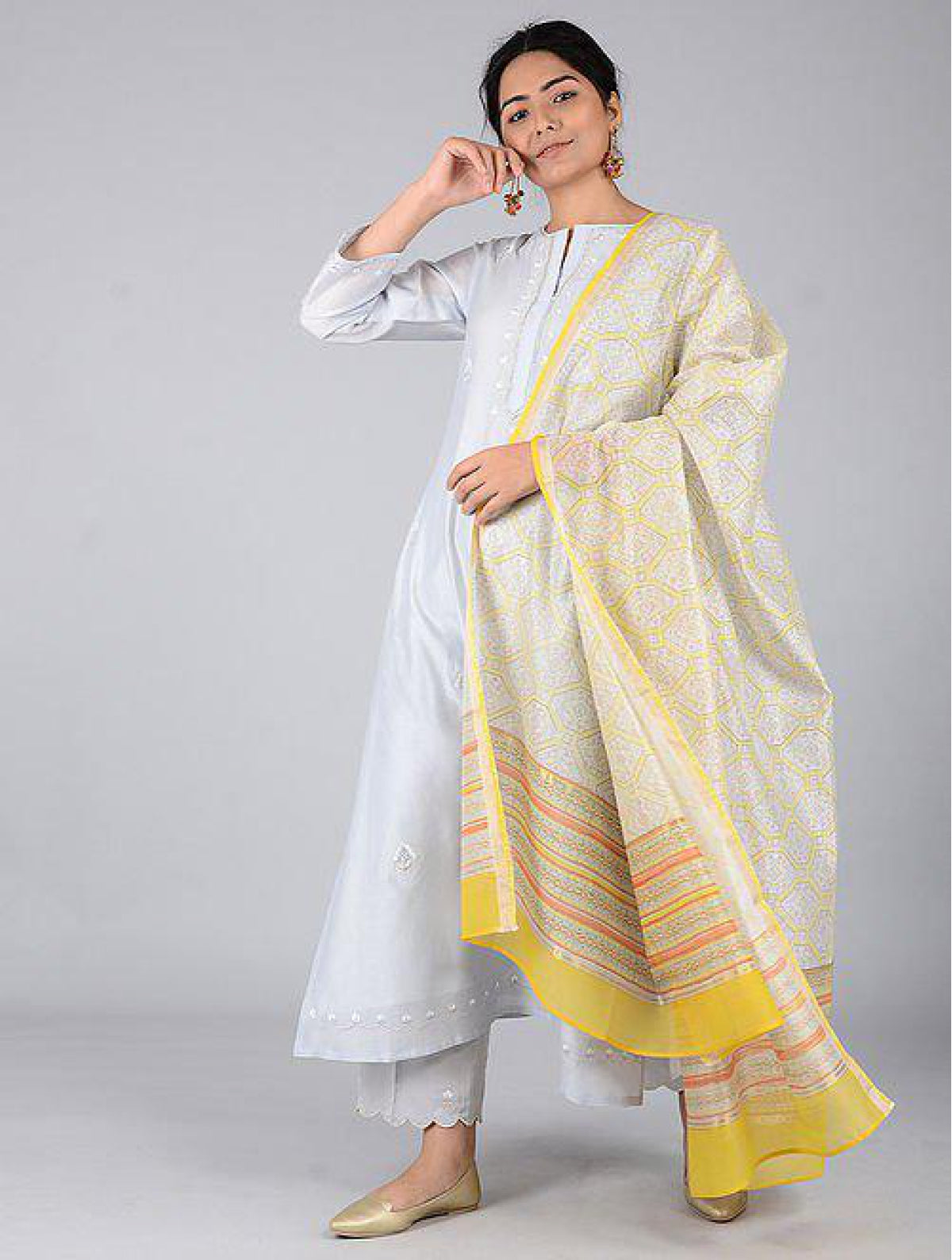 Light Yellow Chanderi Dupatta
