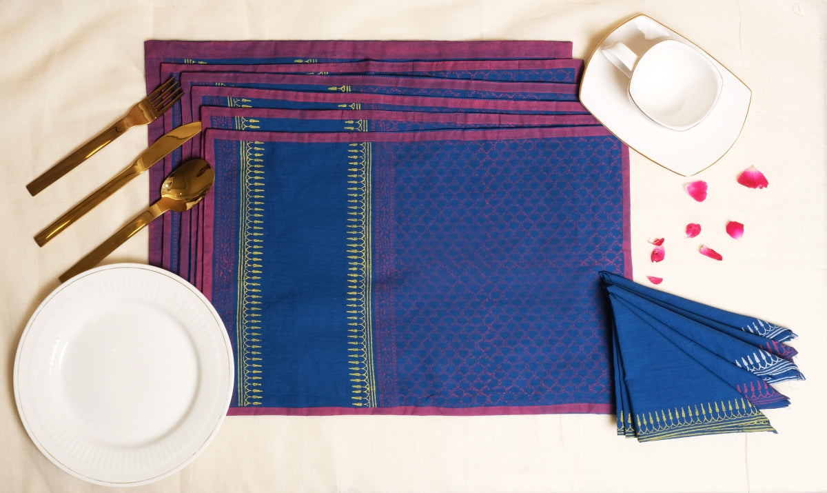 Pink Jaal Beige Table Mat 18*12(set of 6)