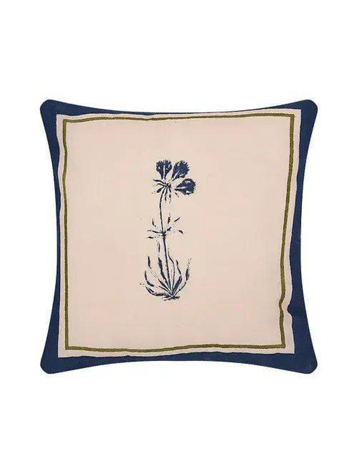 Olive Green & Blue Set Of 2 Hand Block Printed Cushion Cover