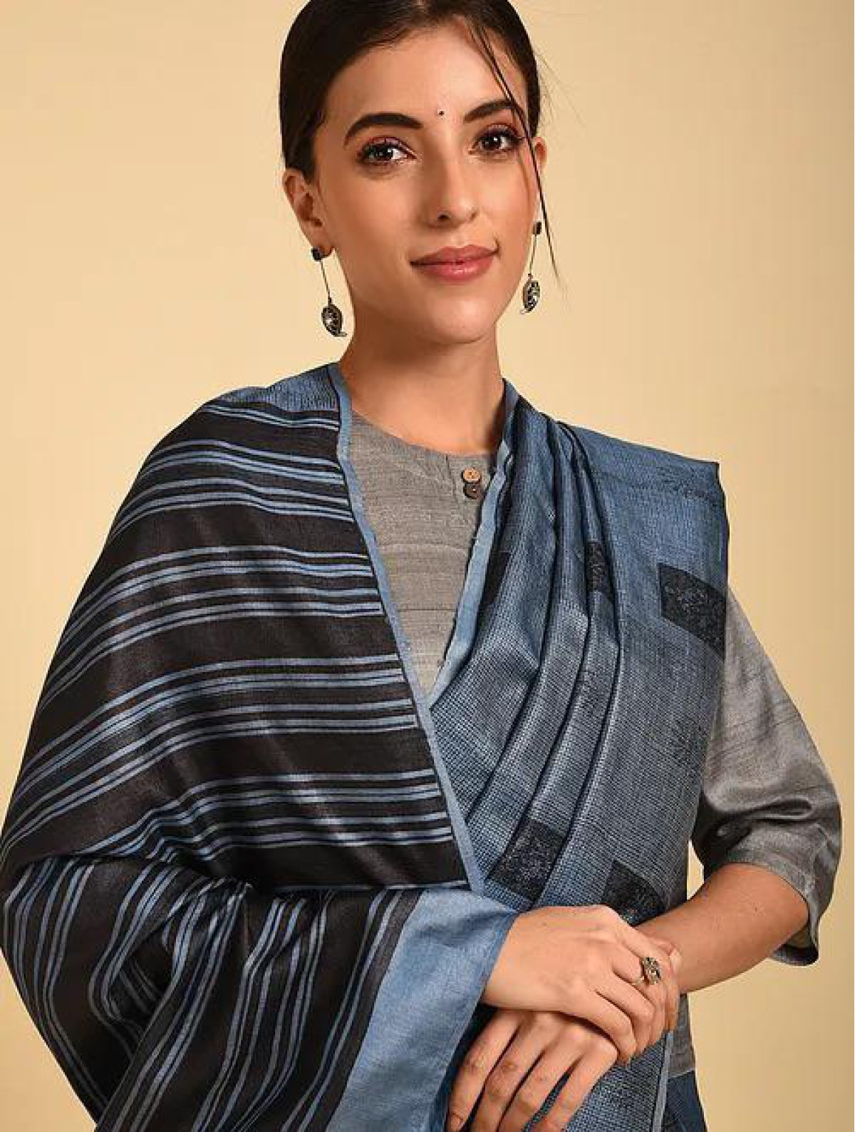 Blue Tussar Saree