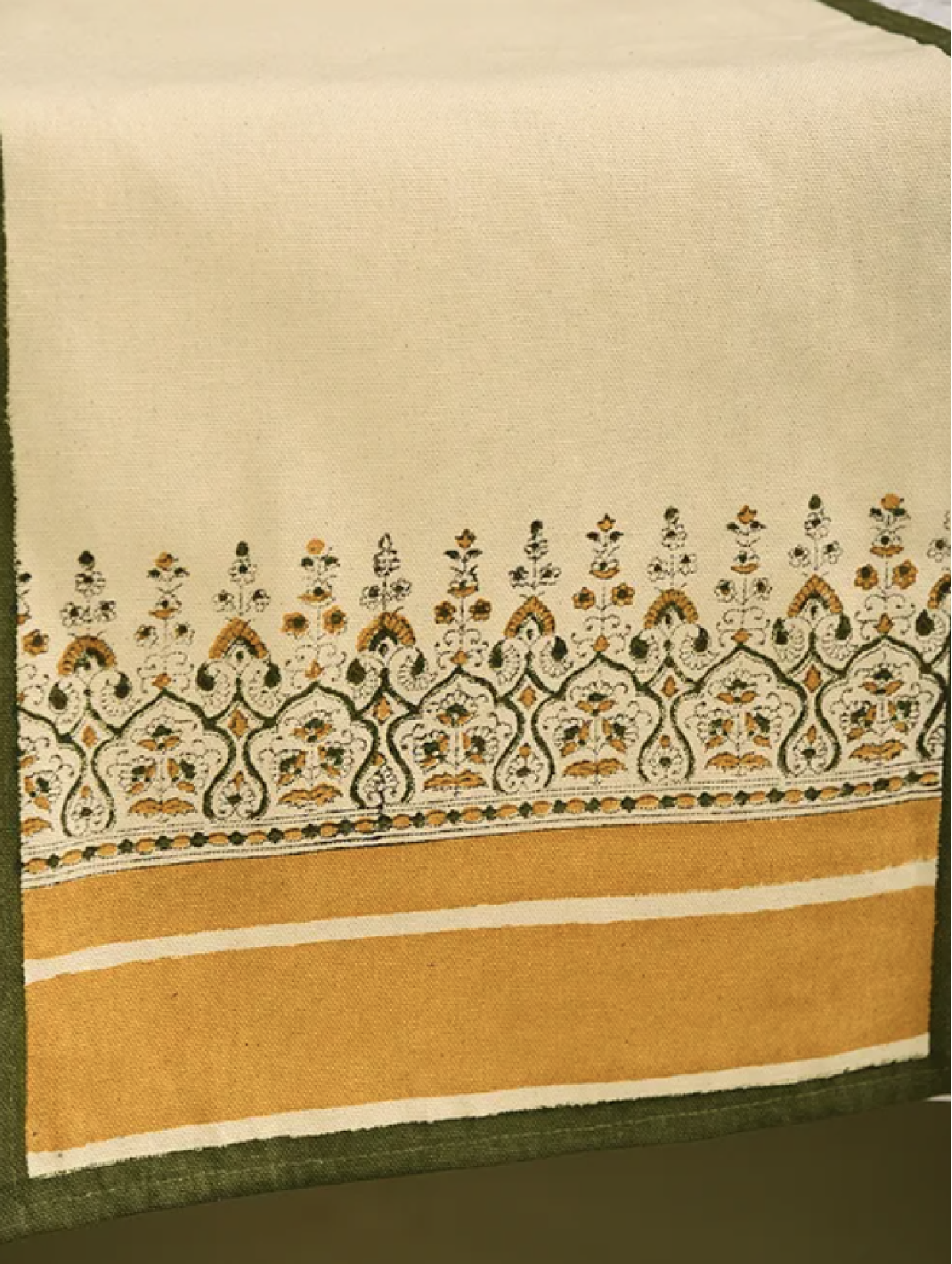 Off-White Paisely Handblock Printed Runner