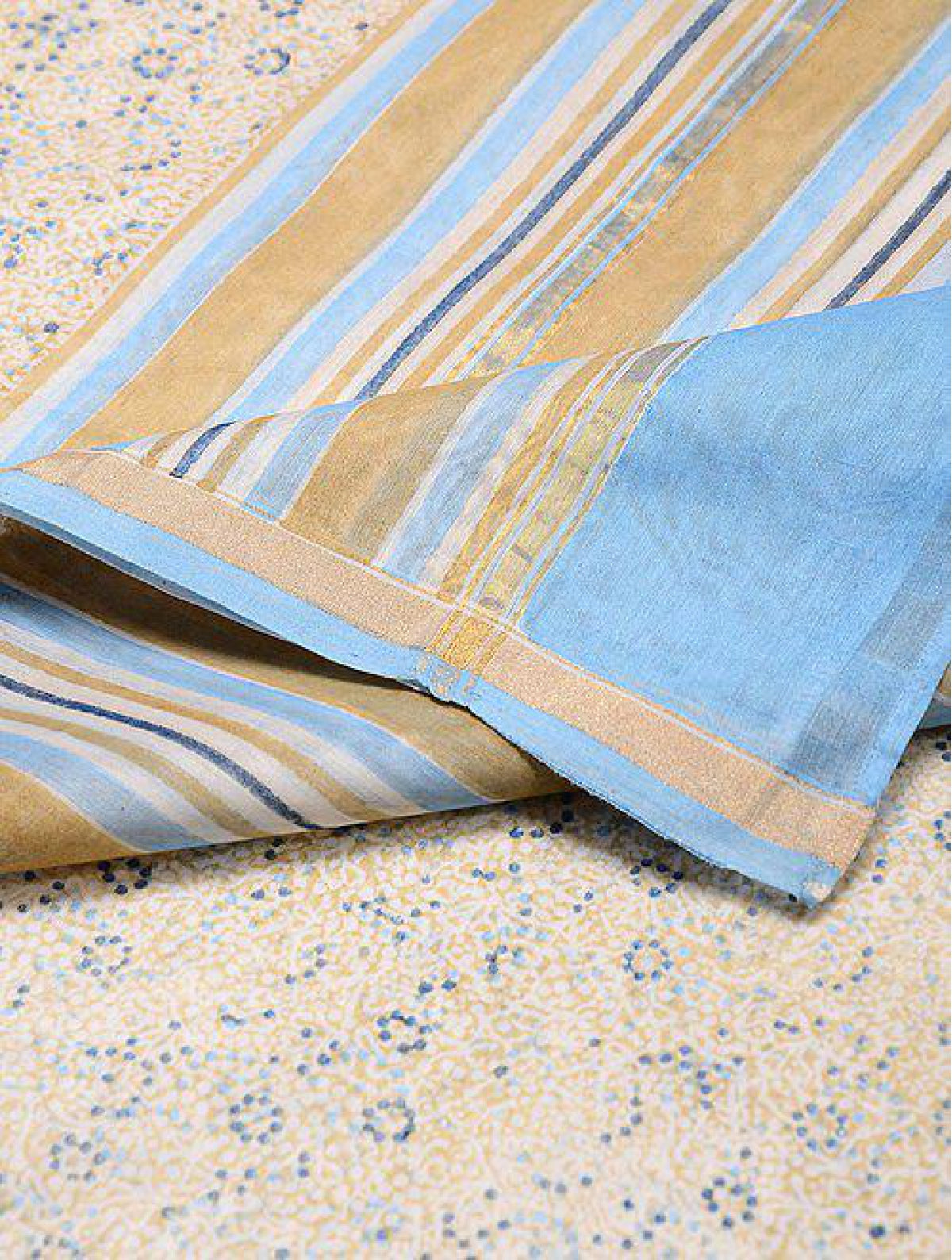 White-blue Chanderi Dupatta