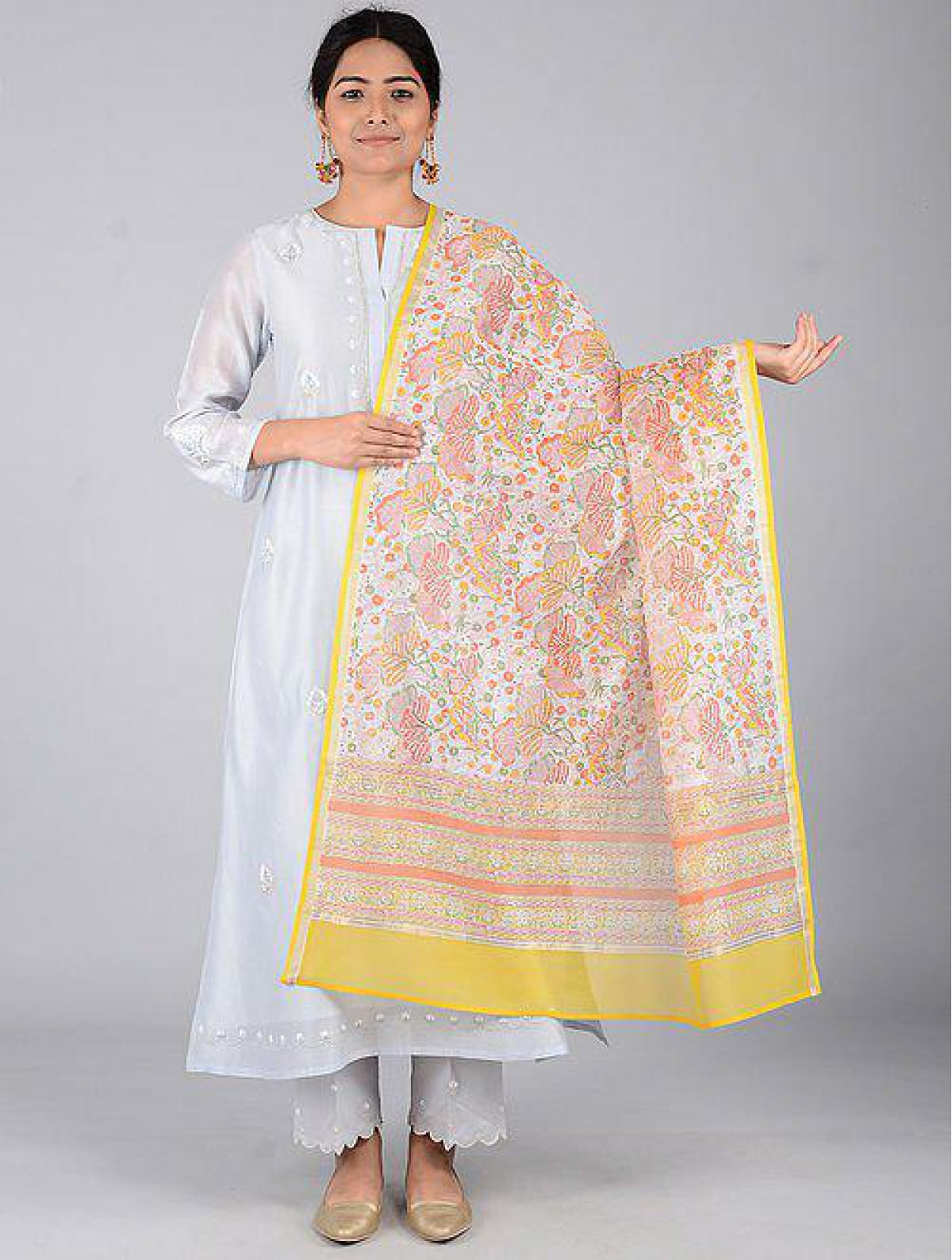 Yellow Chanderi Dupatta