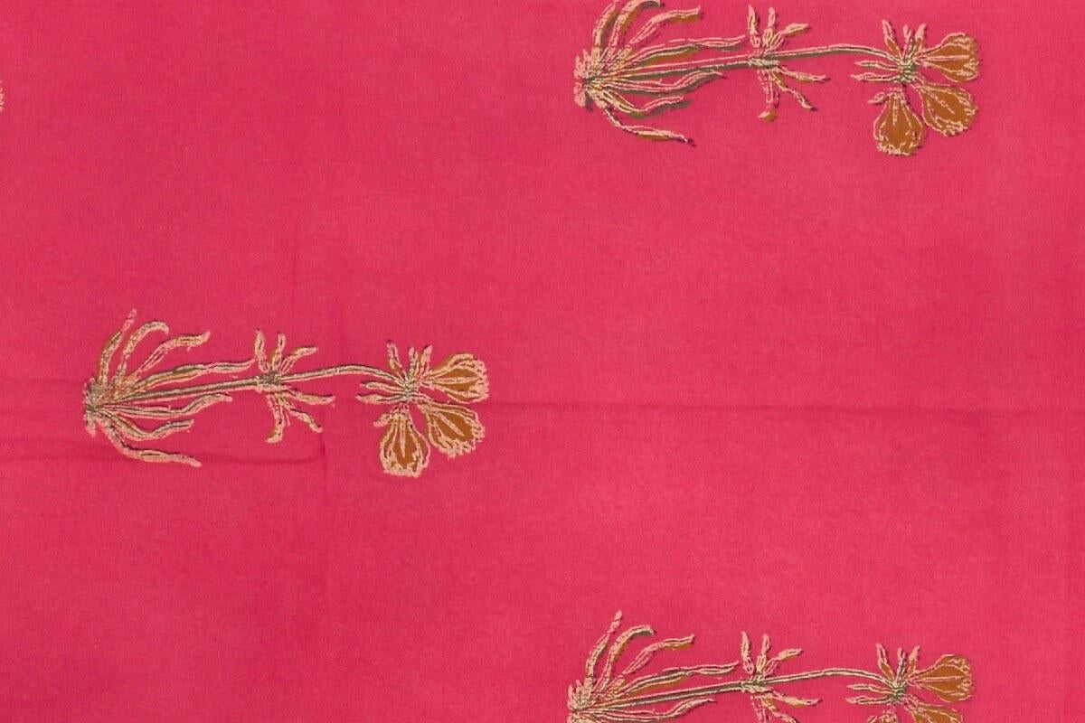 Fuschia Pink Flower Cotton Saree