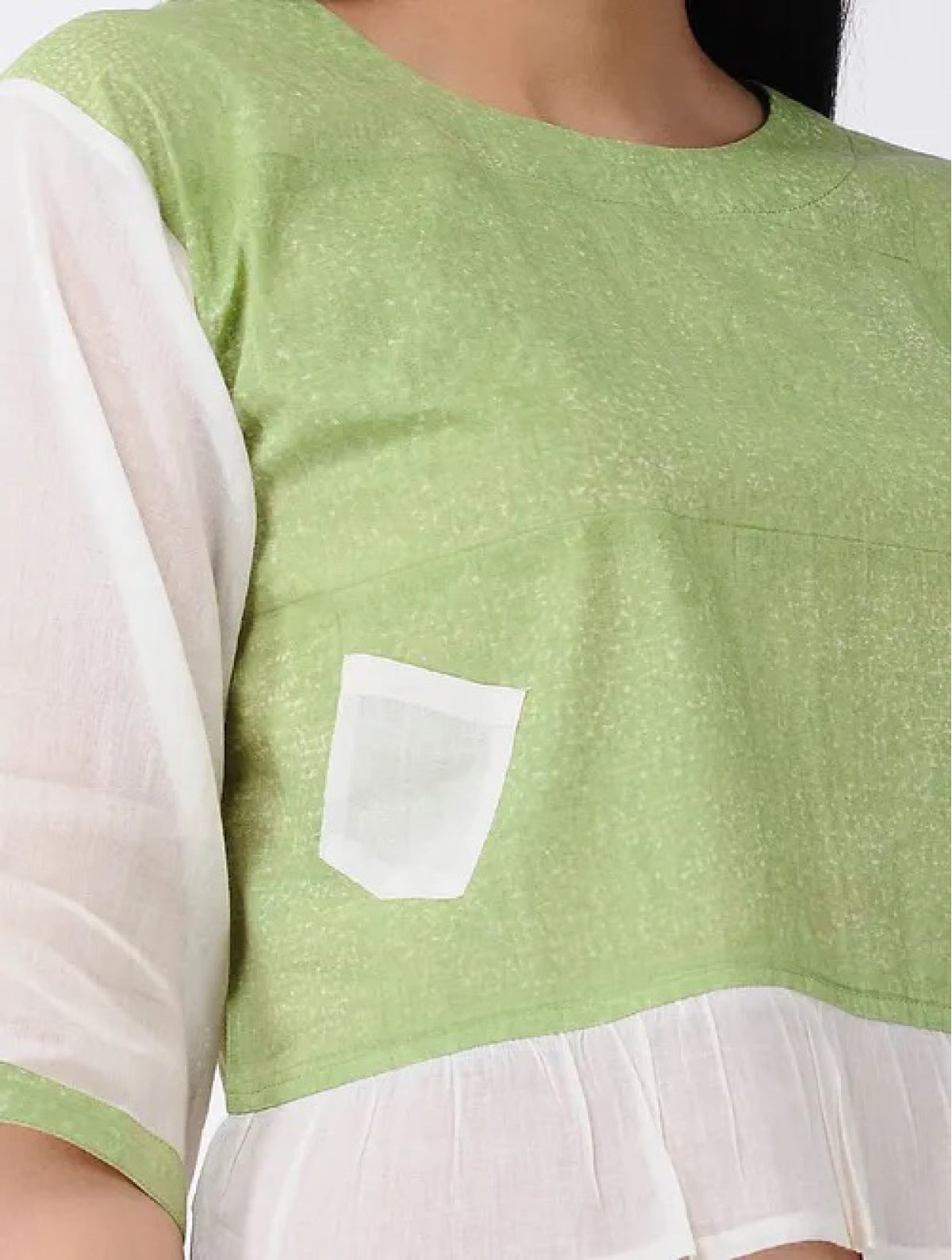 Green Frill Cotton Blouse