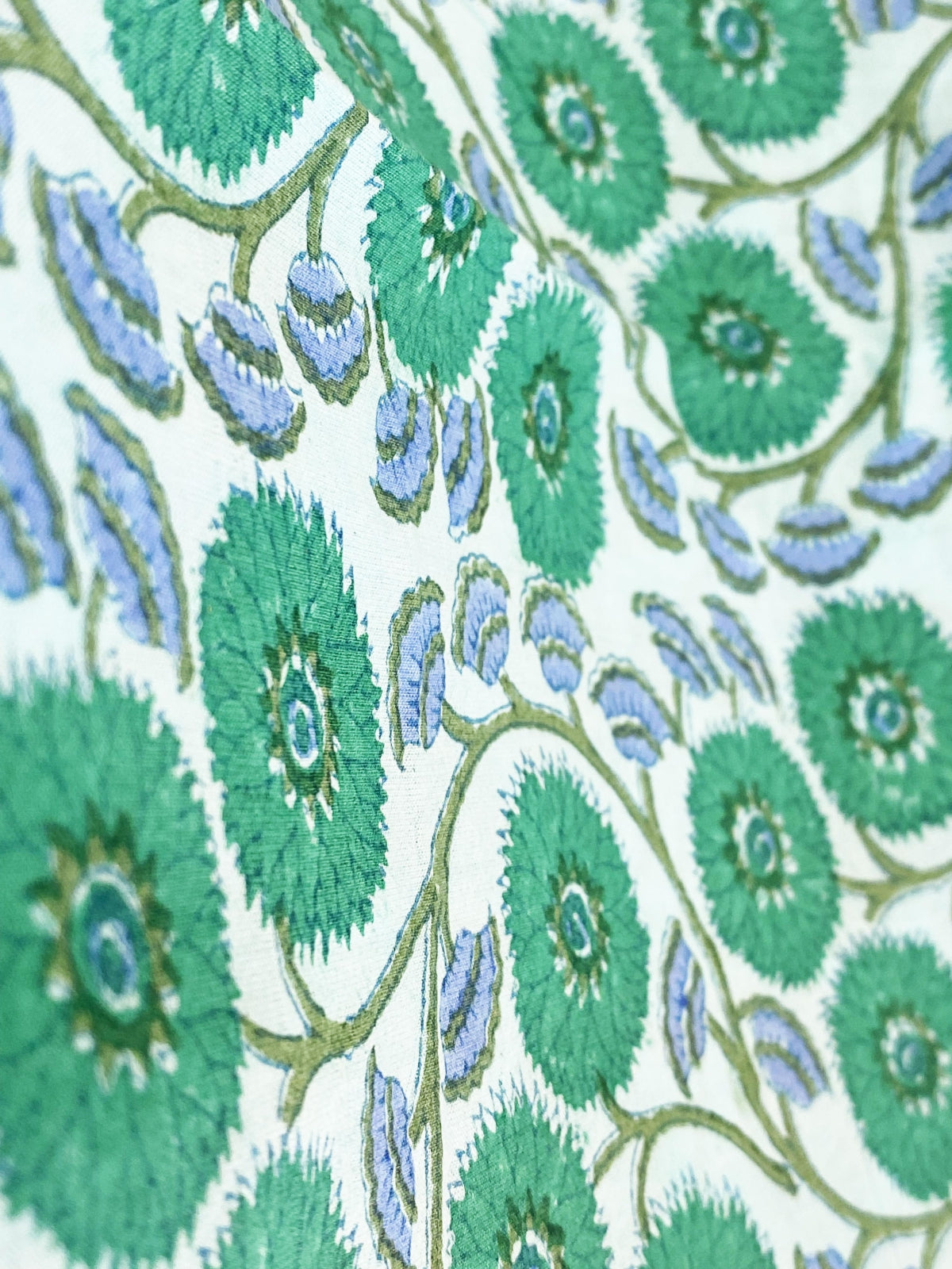 Cotton Turquoise Round Flower Fabric by Meter