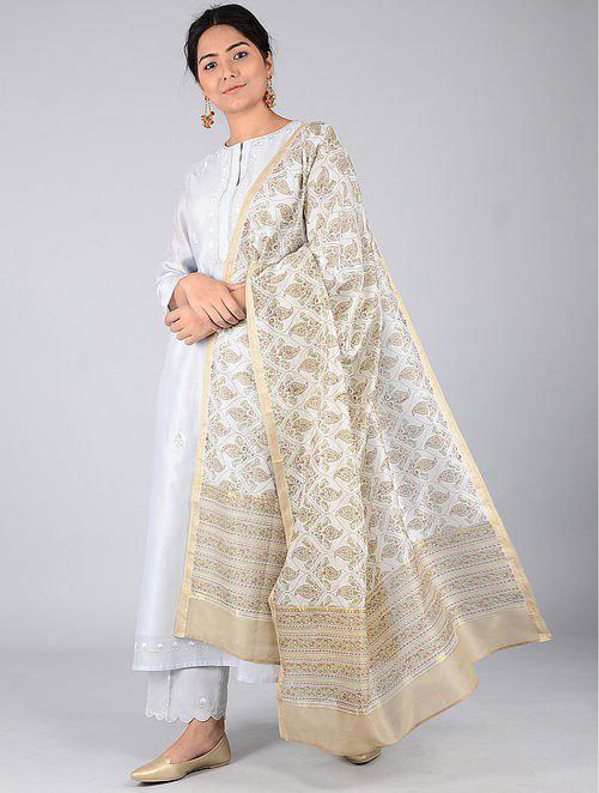 Beige Chanderi Dupatta
