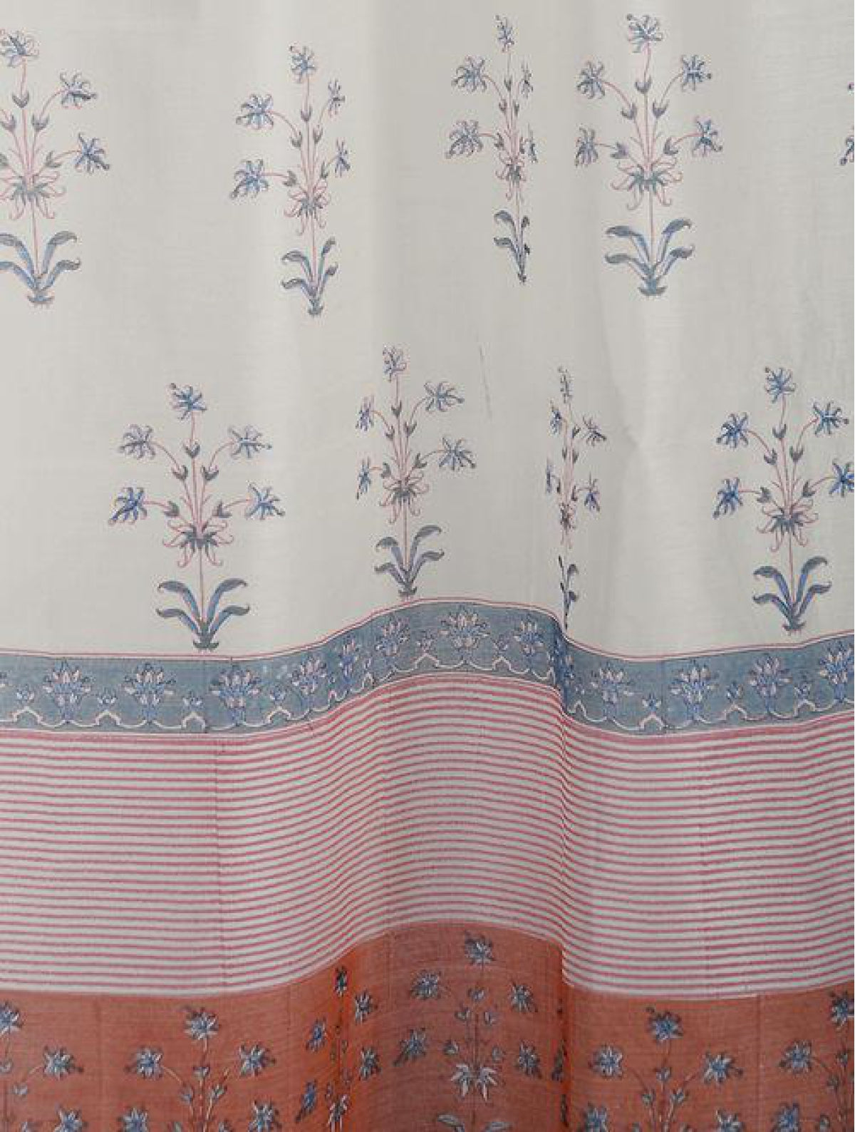 Chanderi Orange Boota Blue Curtains (Set of 2)