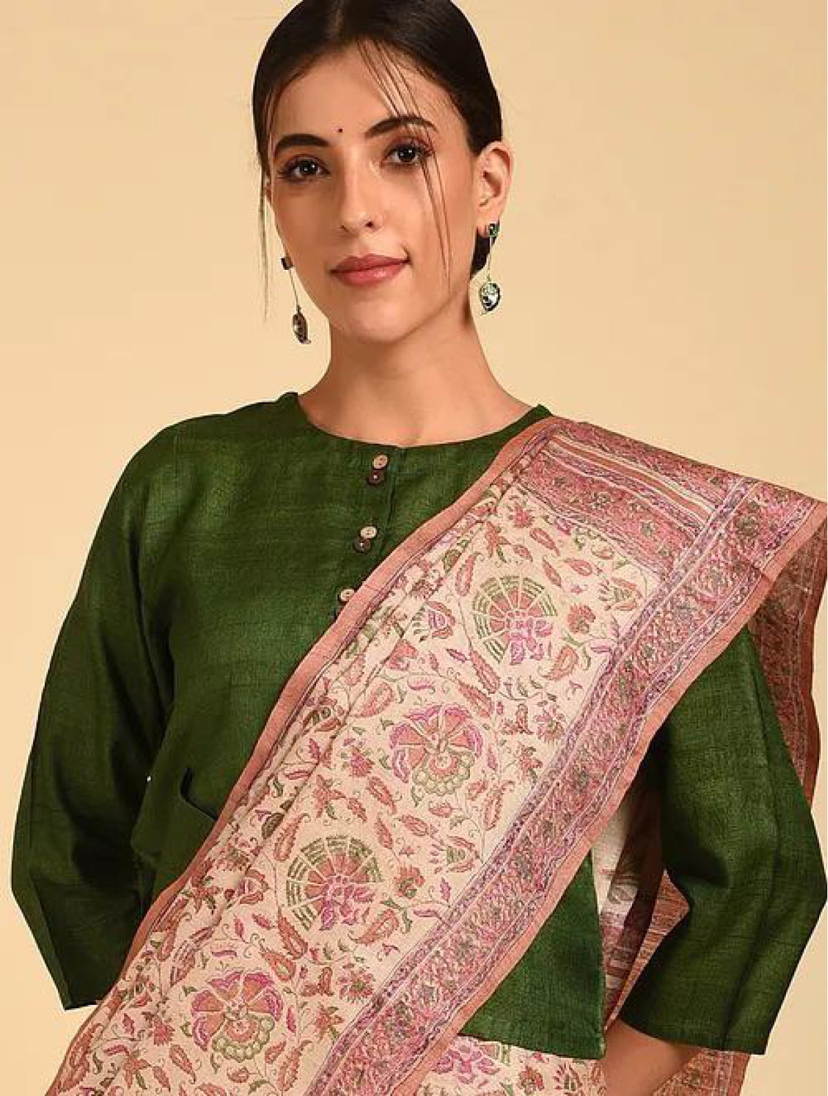 Beige Tussar Saree