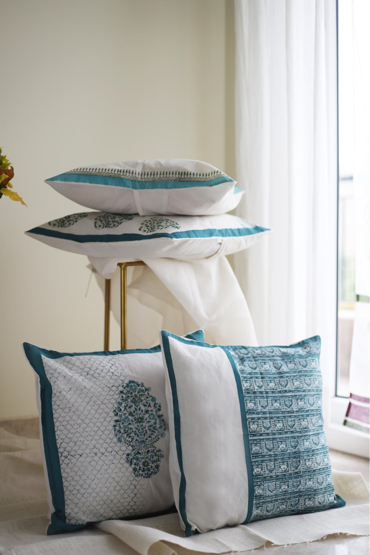 Blue Pata Print Cushion Cover (Set of 2)
