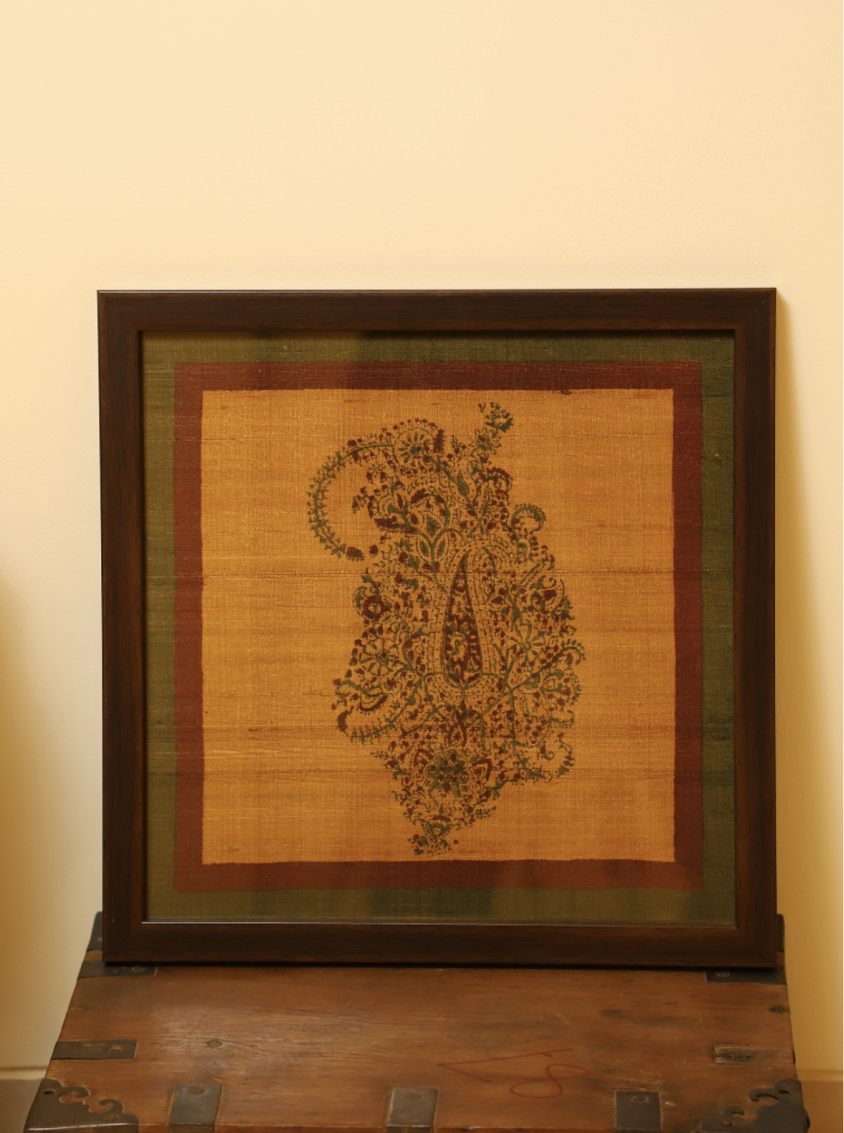 Yellow Block Printed Wooden Frame