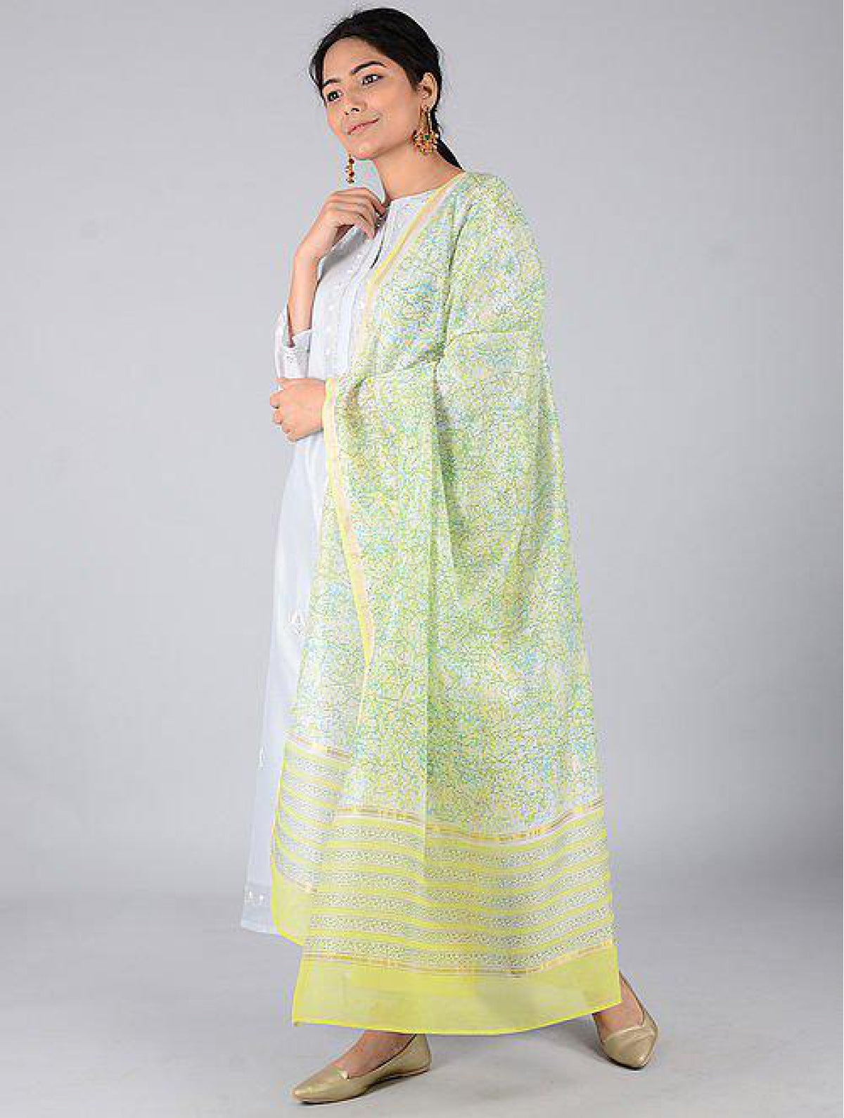 Green- Yellow Chanderi Dupatta