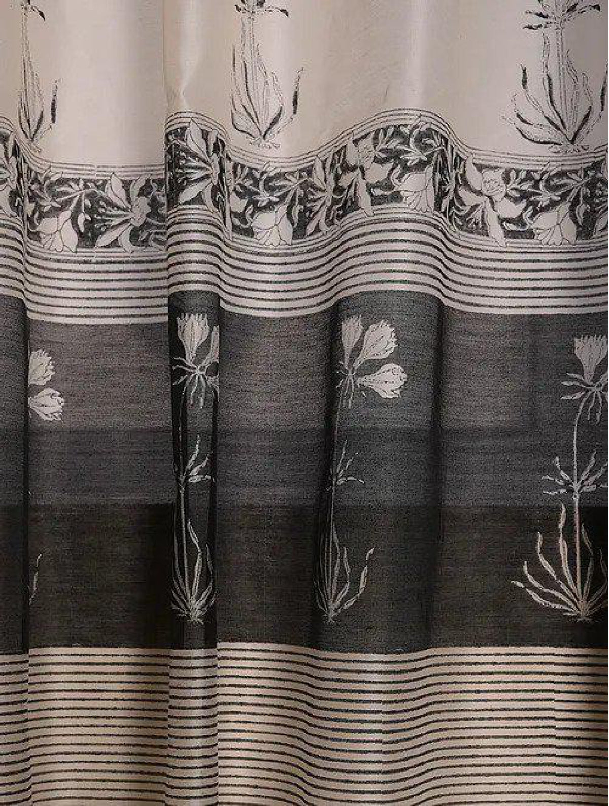 Chanderi Black Boota Curtains (Set of 2)