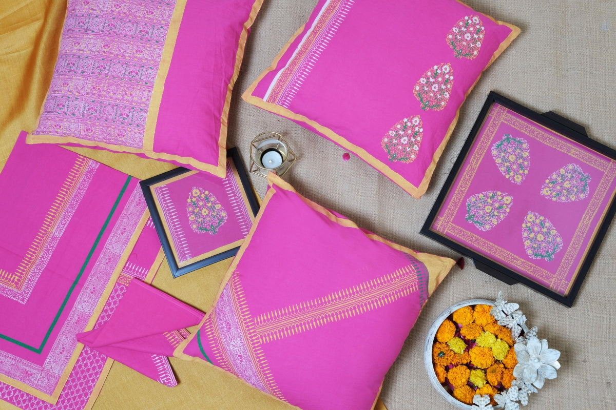 Pink Jaal blue Table Mat 18*12(set of 2)