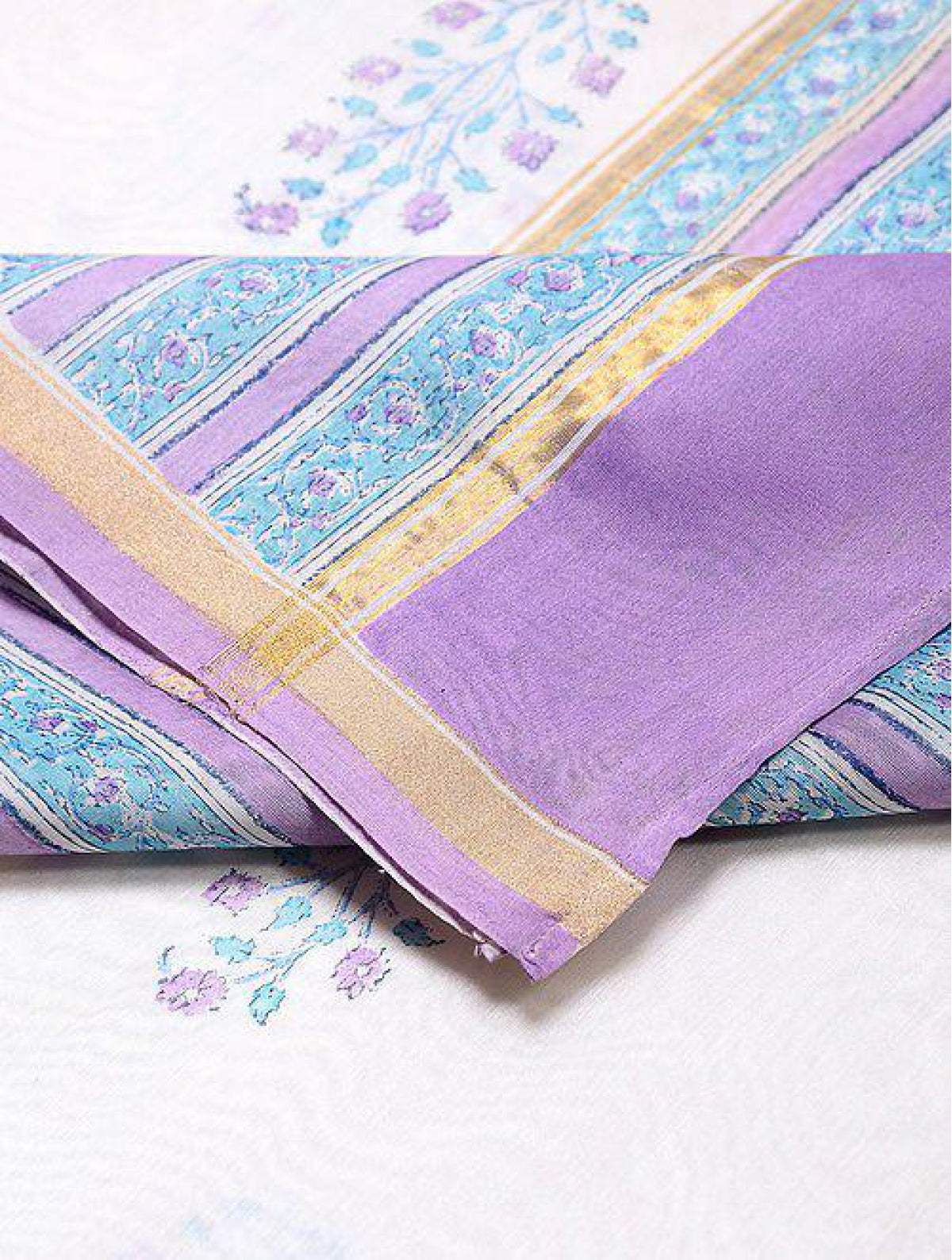 Purpel-white Chanderi Dupatta