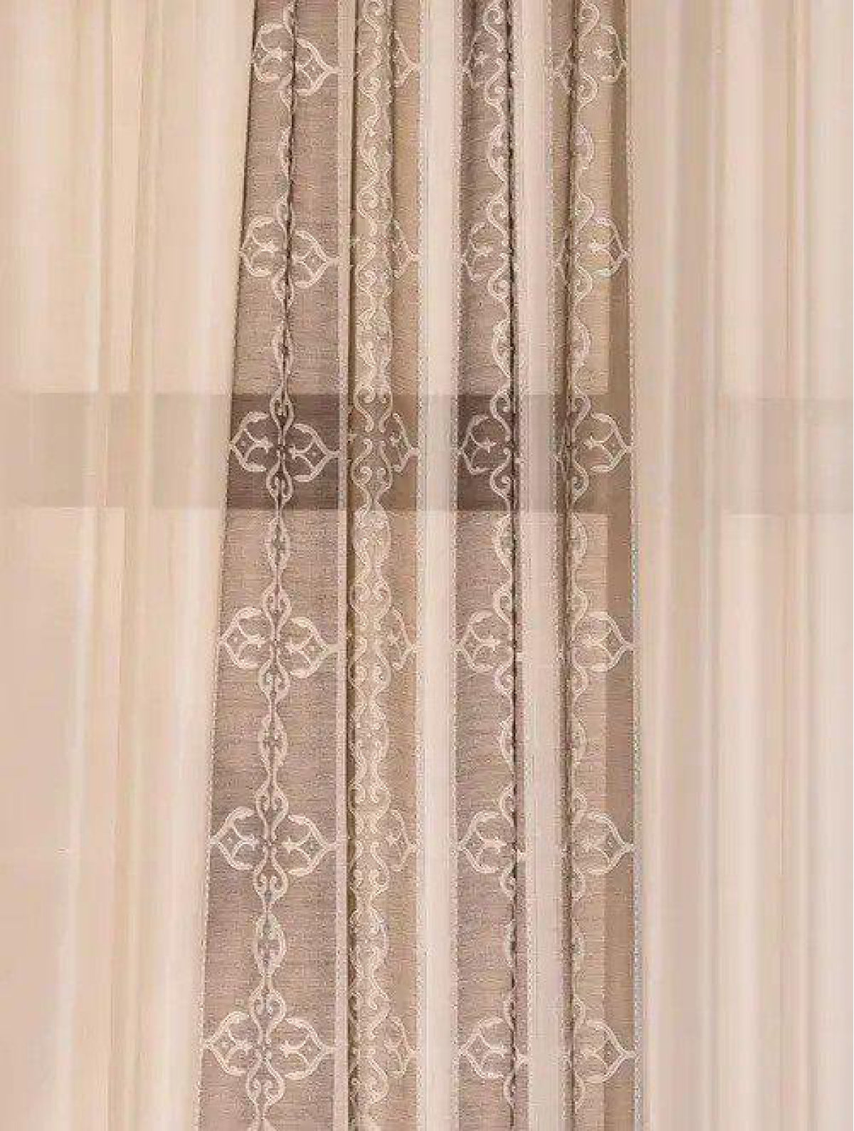 Set Of 2 Brown Hand Block Printed Chanderi Curtain