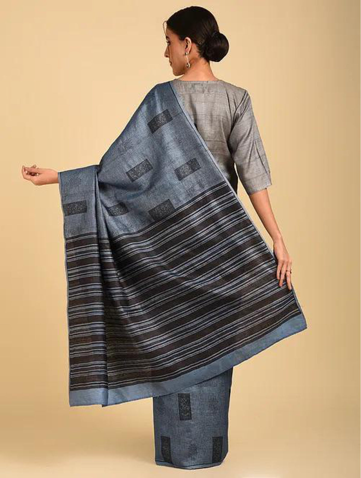 Blue Tussar Saree