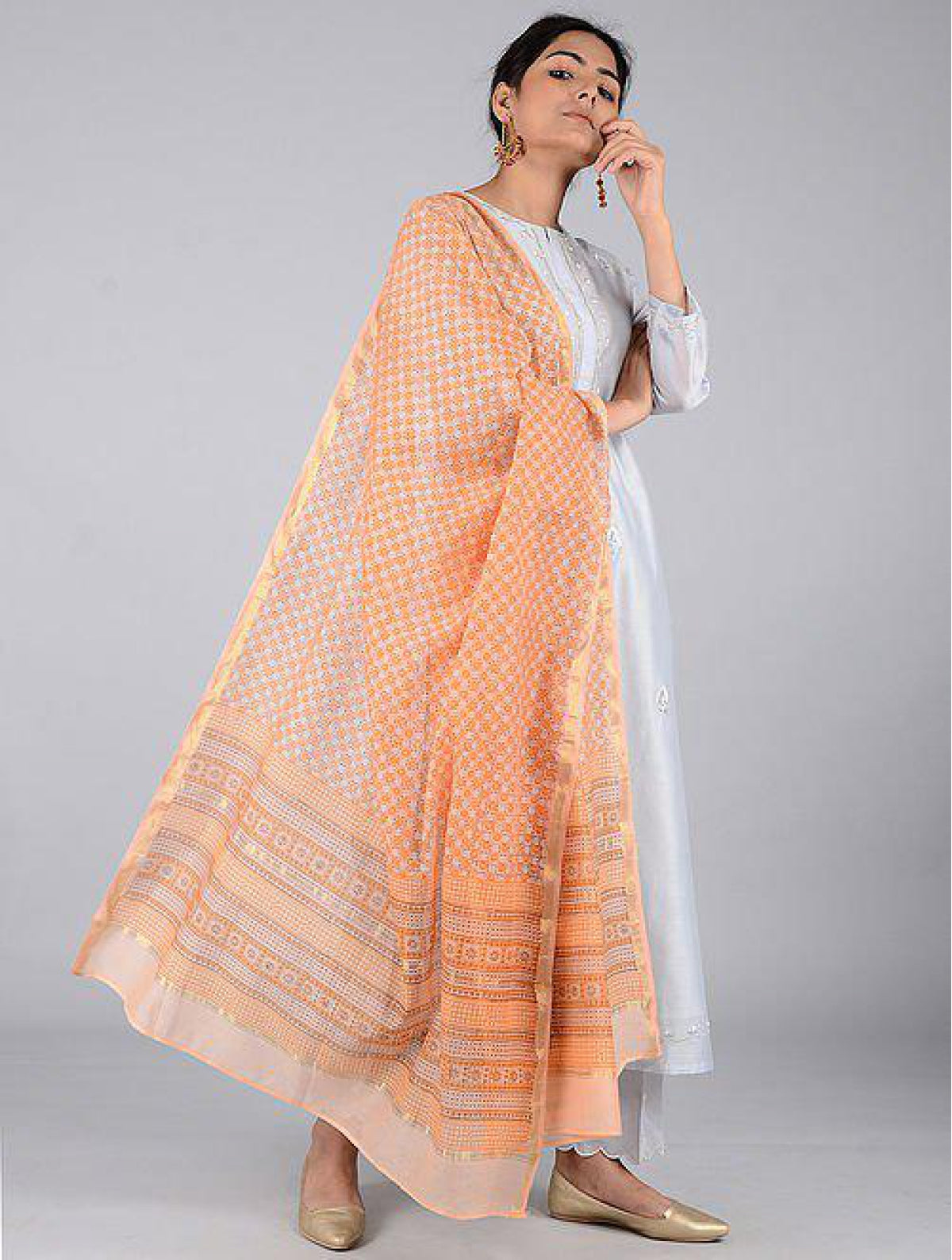 Rust Chanderi Dupatta