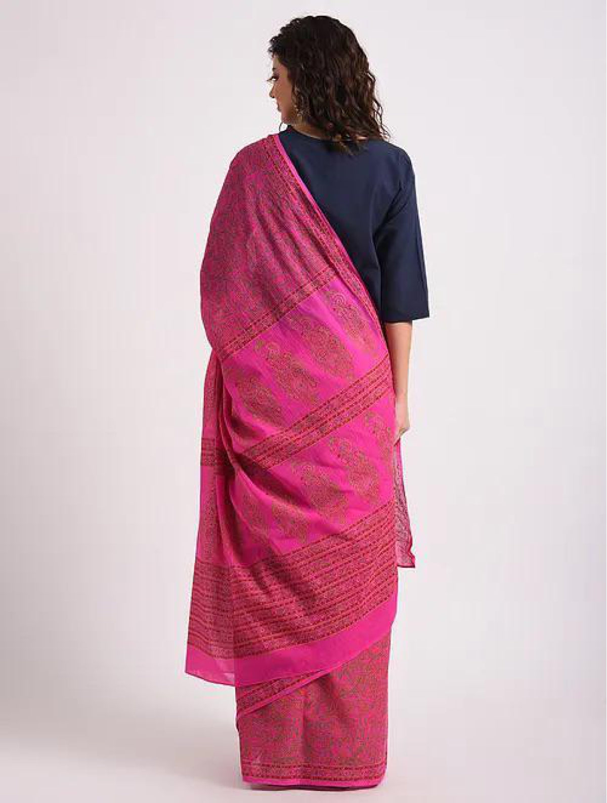 Fuschia Pink Cotton Saree