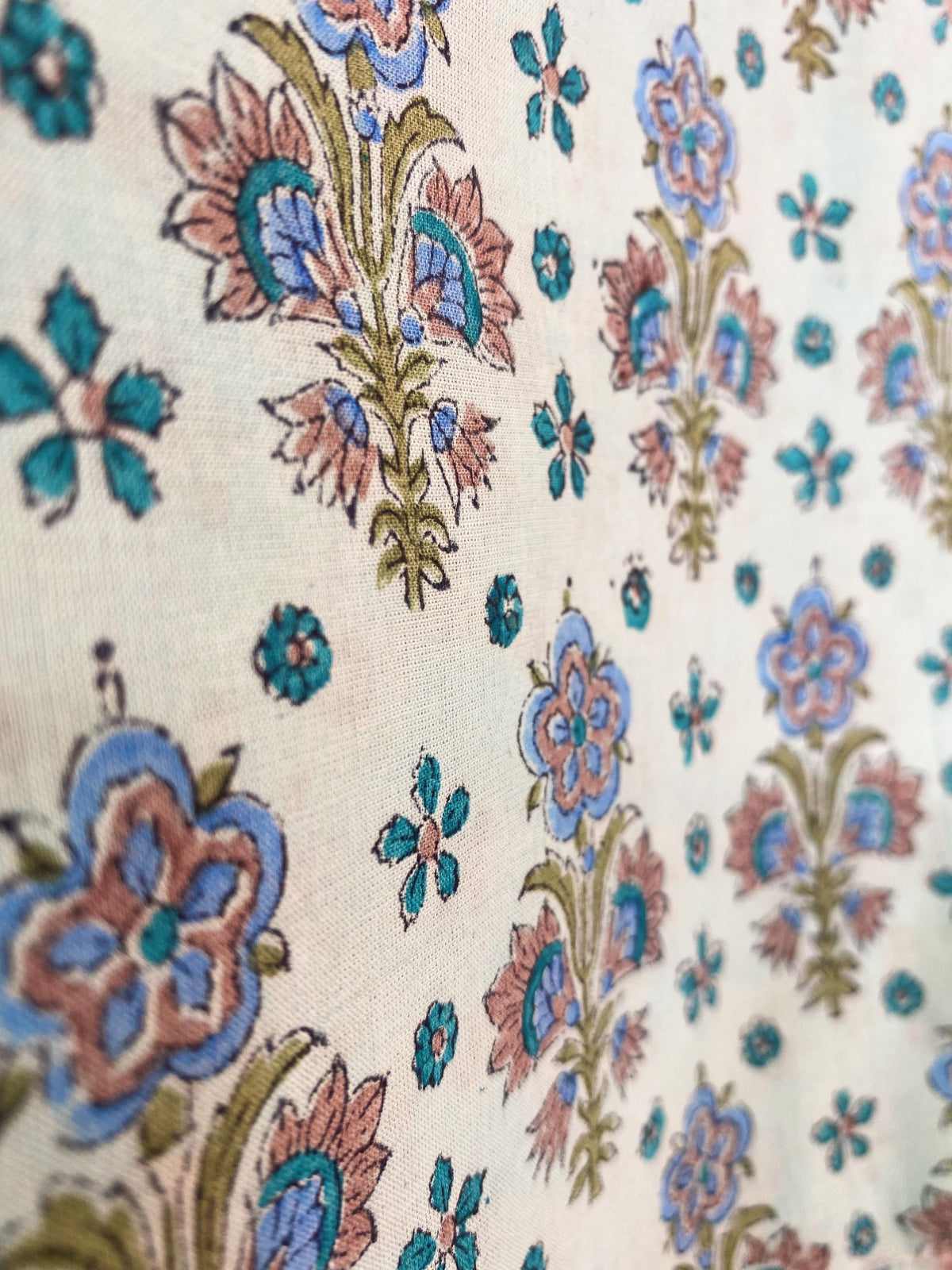 Cotton Baby Blue Floral Fabric by Meter
