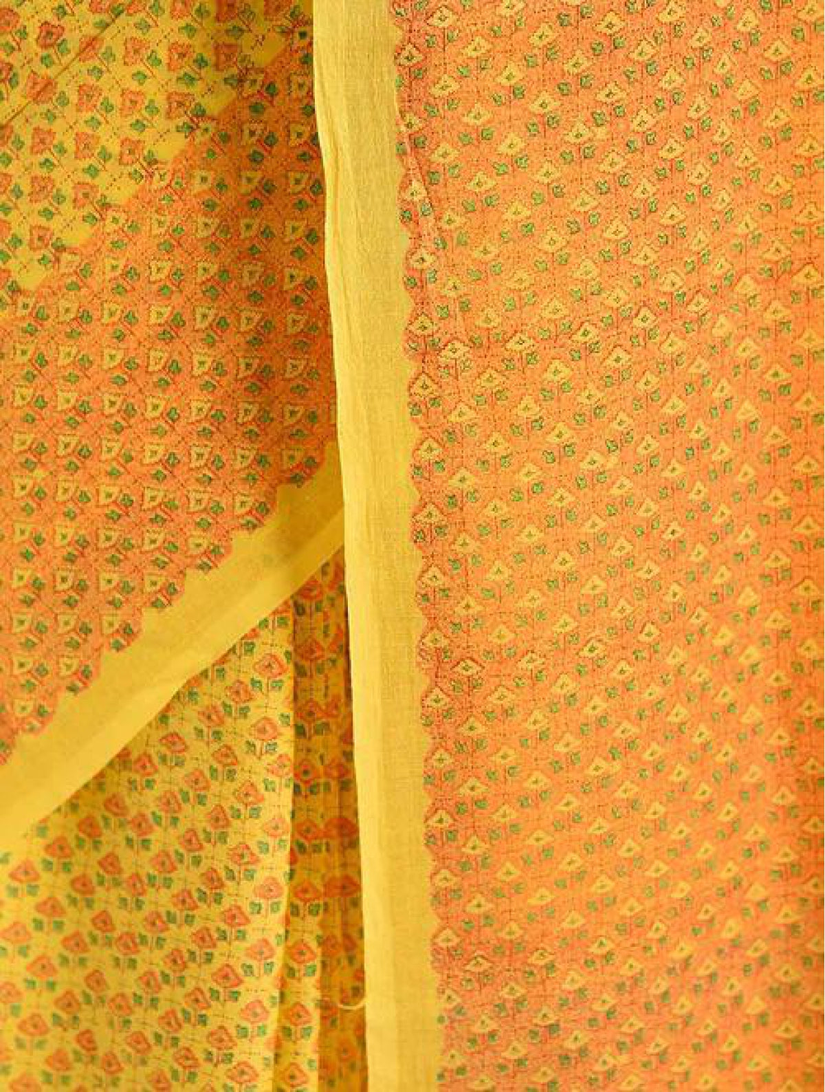 Yellow Micro buti Cotton Saree