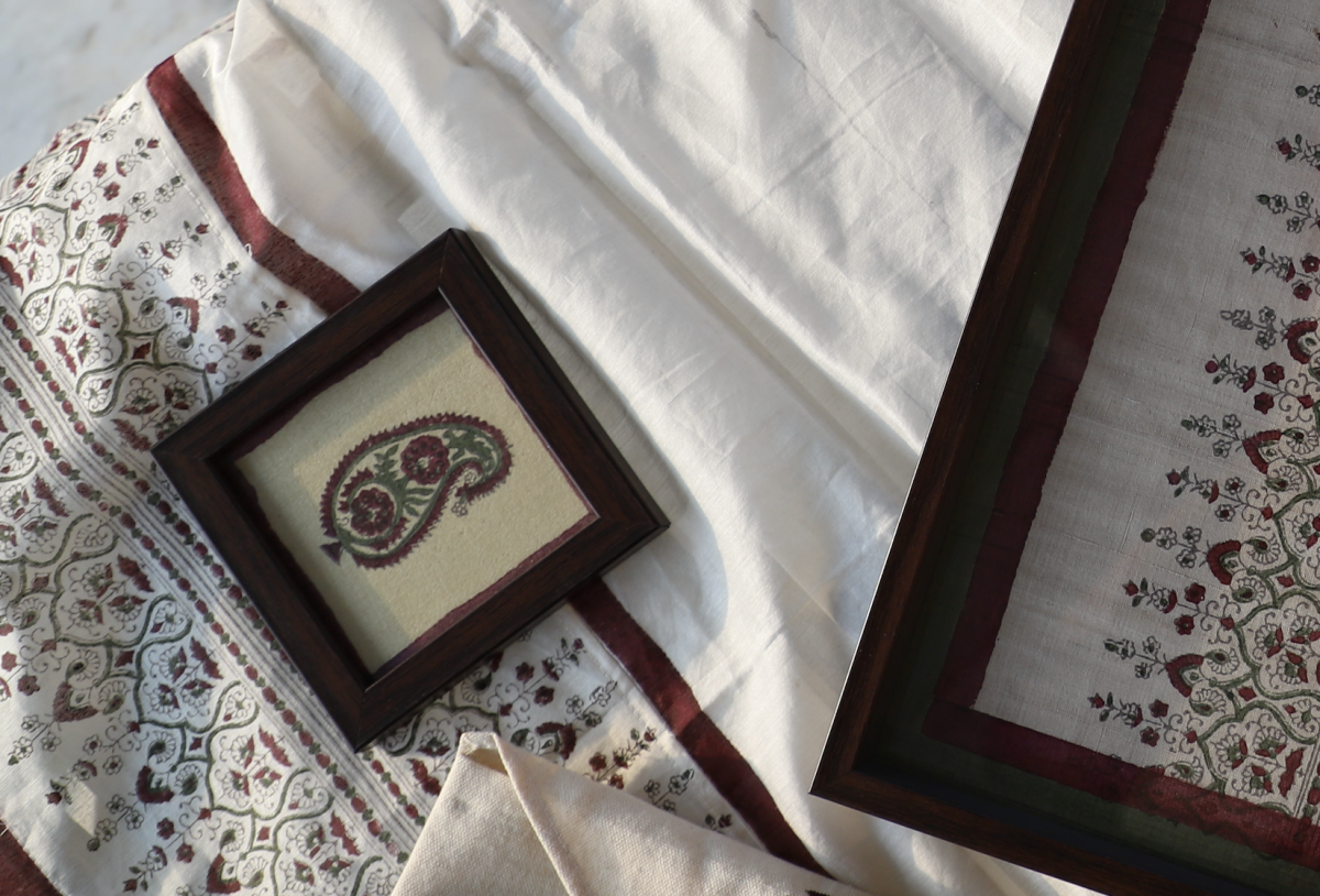 Set Of 6 -wooden Block Printed Coaster