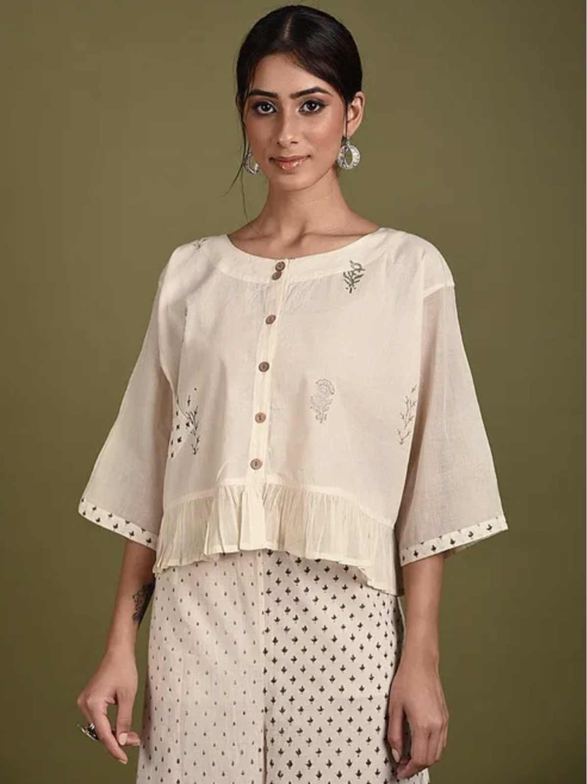 Jaal and Floral Top & Pants