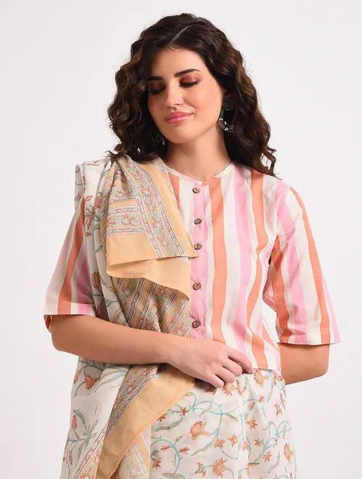 Pink and Peach Cotton Blouse