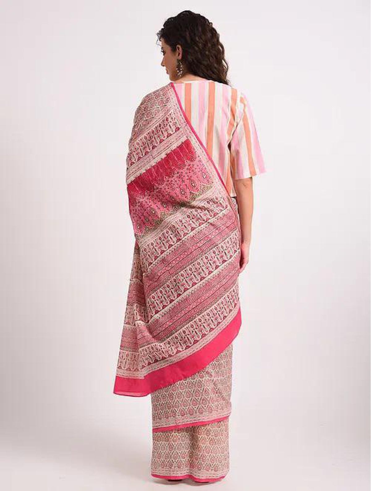 Pink bootie Cotton Saree