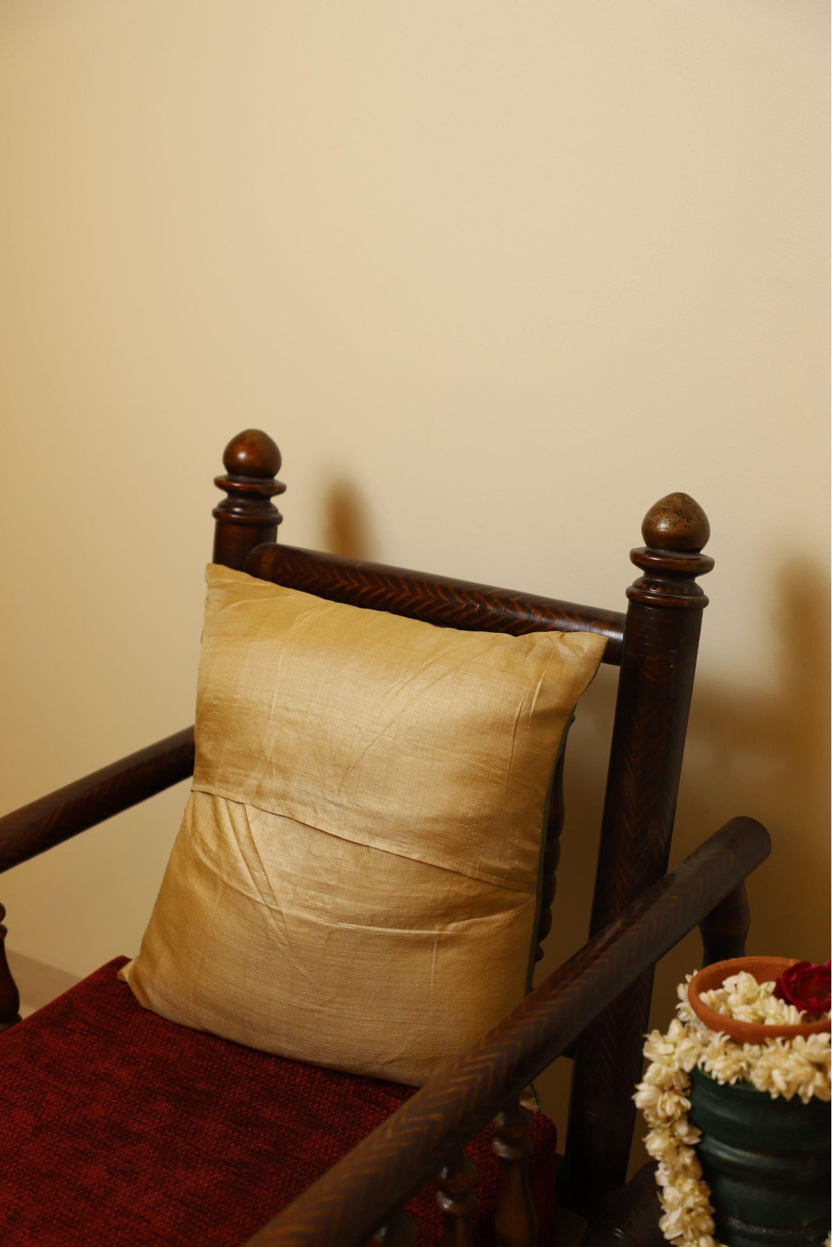 Maroon & Green Set Of 2 Hand Block Printed Cushion Cover