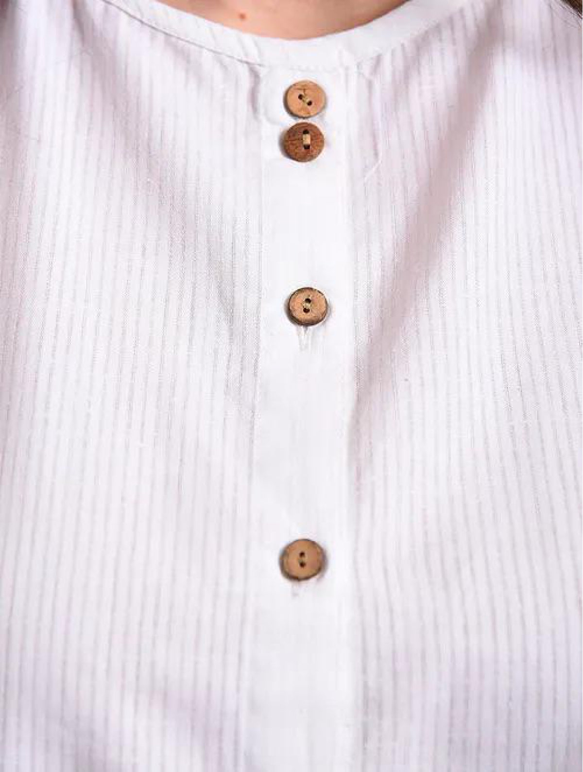 White Jacquard Cotton Blouse