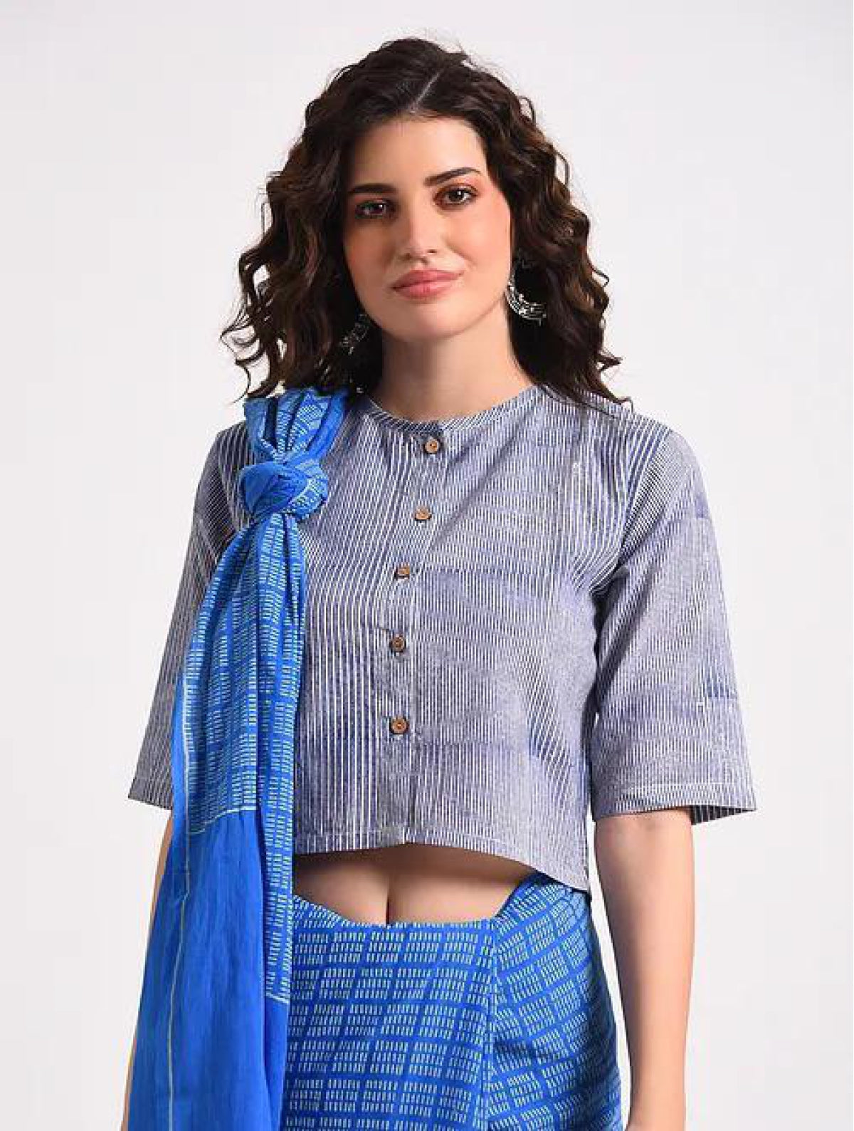 Indigo Cotton Blouse