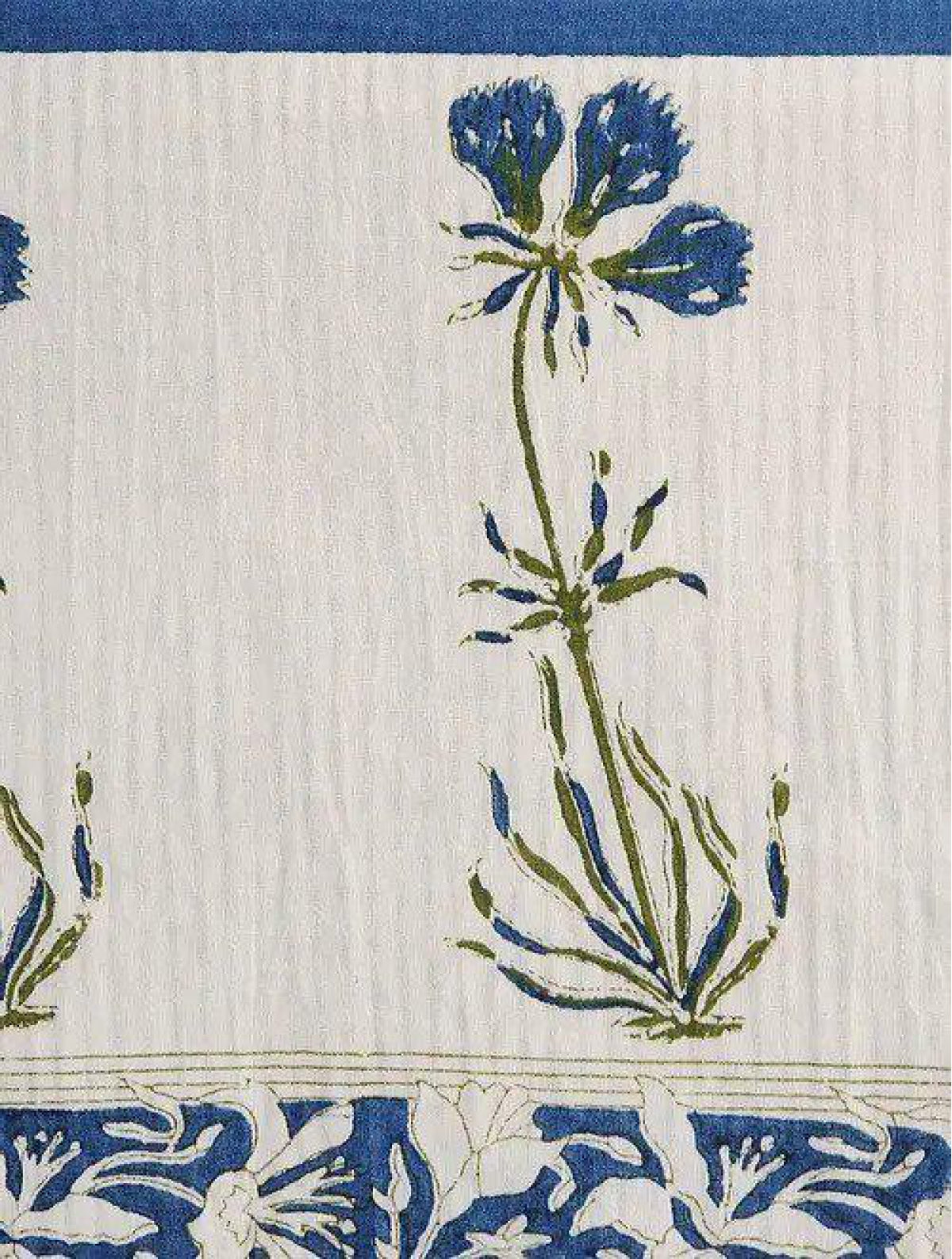 Blue & White Hand Block Printed Canvas Table Runner