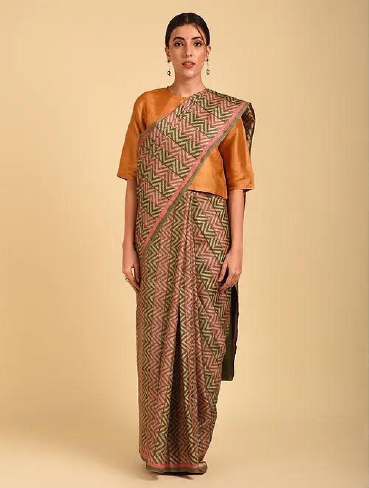 Maroon Green Ombre Tussar Saree