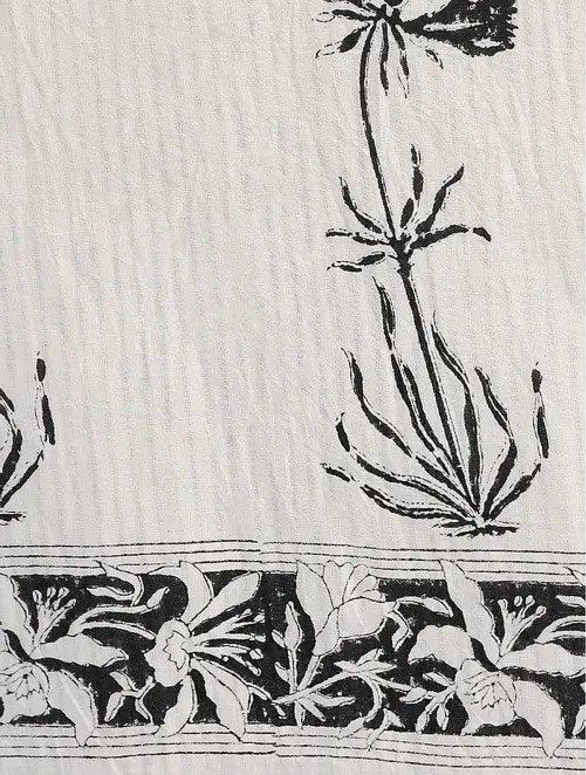 Black & White Hand Block Printed Canvas Table Runner