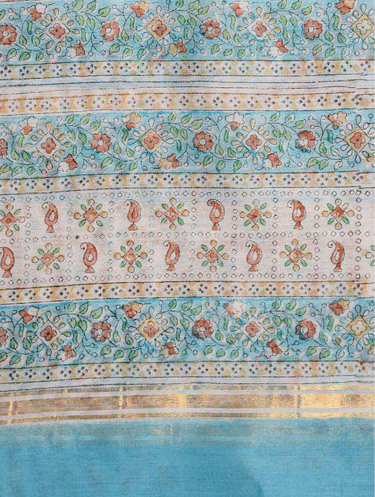 Blue-golden Chanderi Dupatta