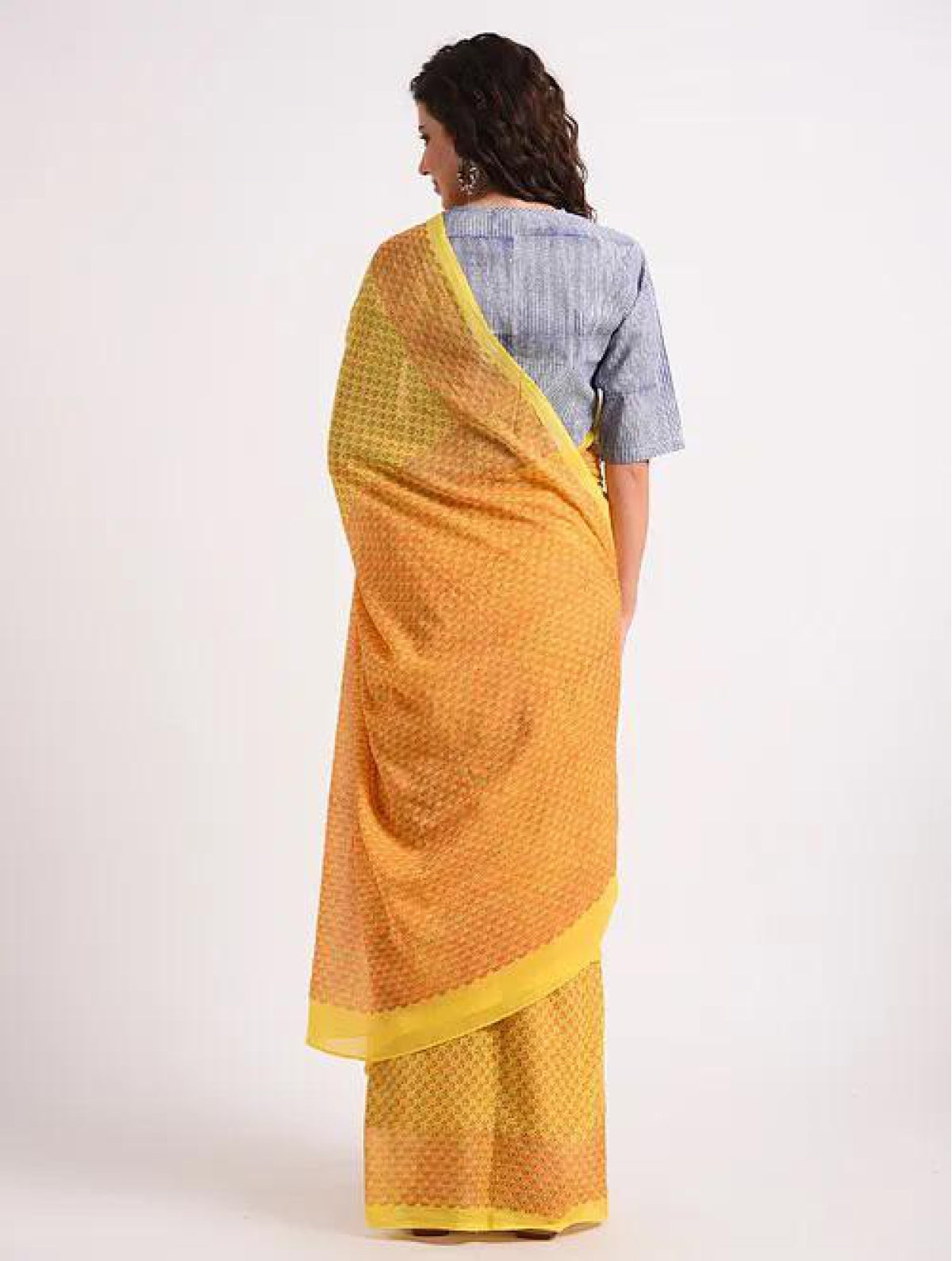 Yellow Micro buti Cotton Saree