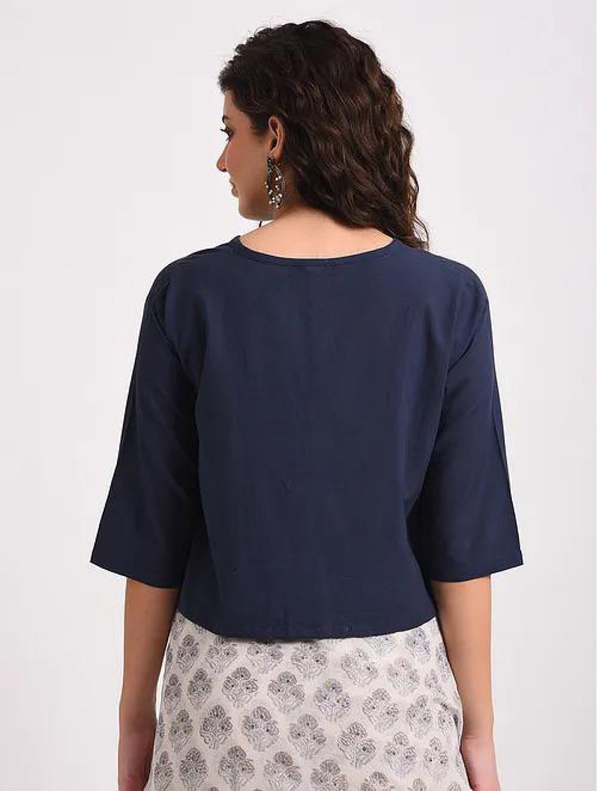 Navy Blue Cotton Blouse