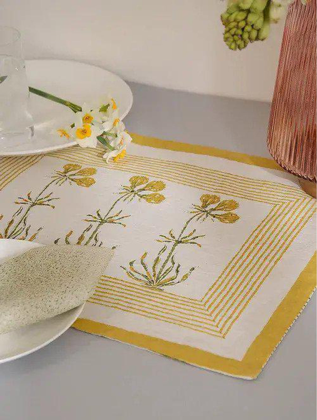 Yellow Boota Table Mats with Napkins (Set of 12)
