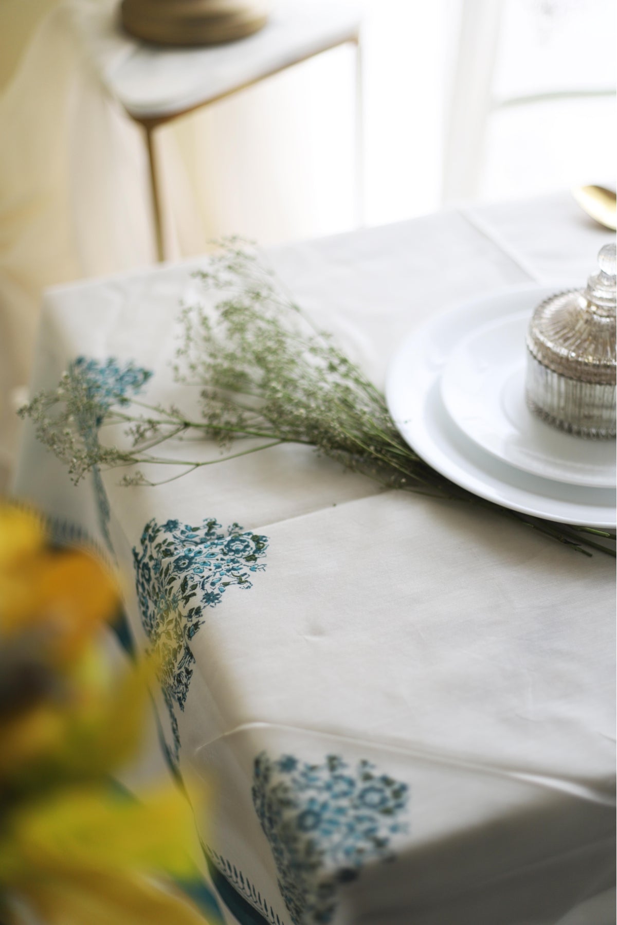 Table Cover Blue Paisely (87 inches X 60 inches )