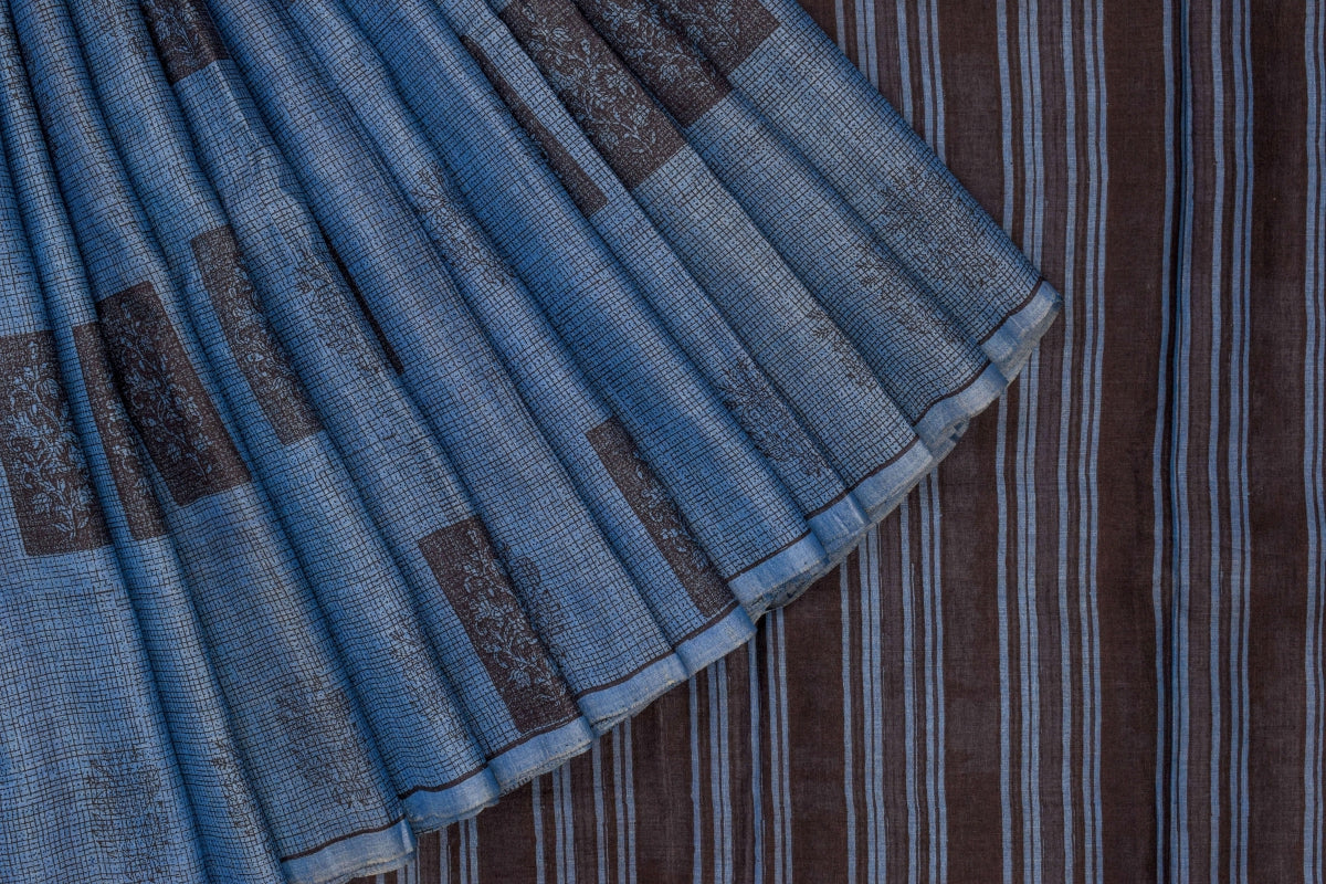 Blue Tussar Saree