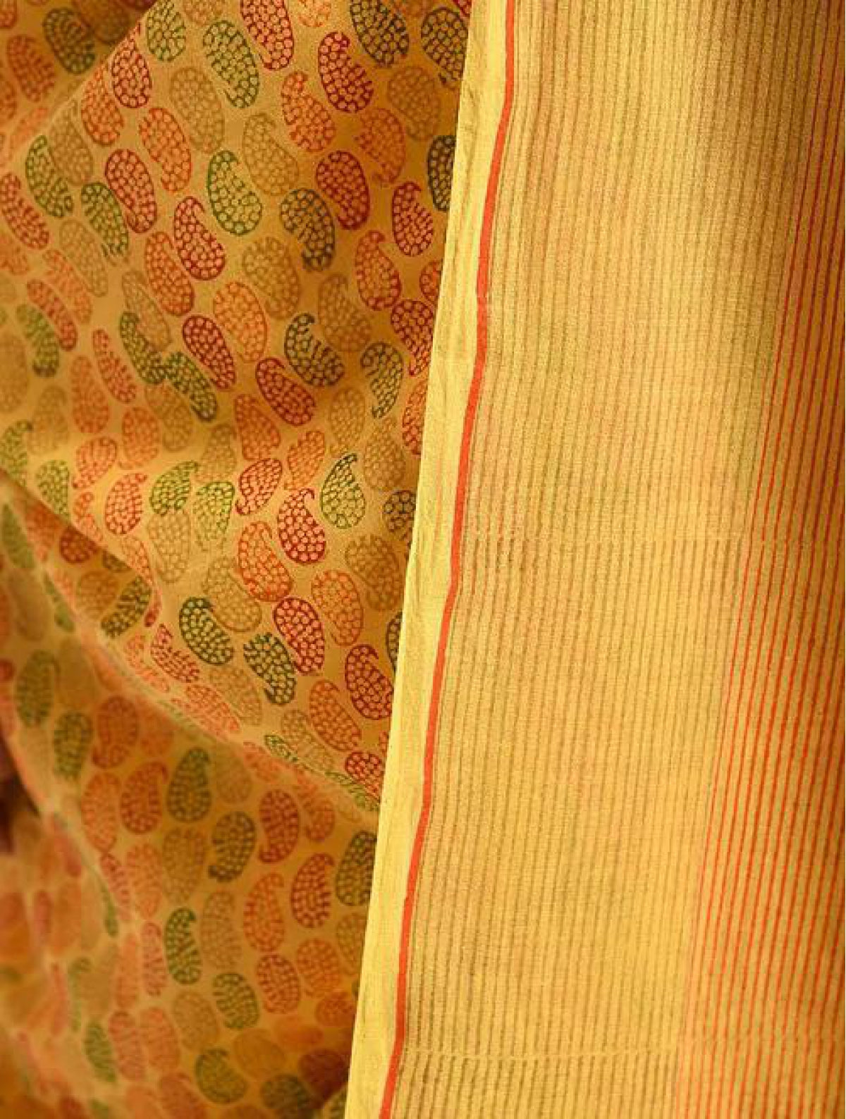 Yellow Paisely Cotton Saree