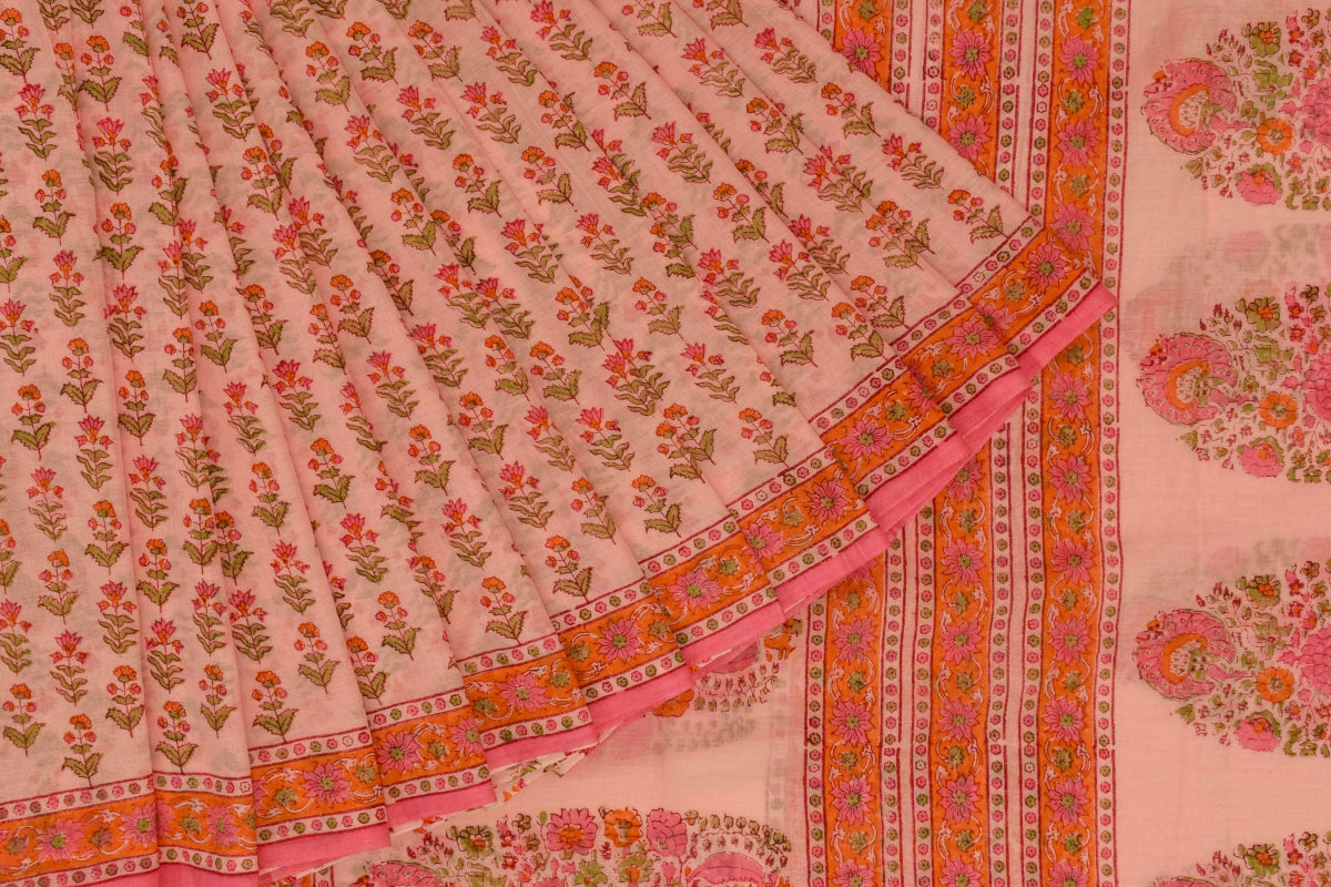 Baby Pink Cotton Saree