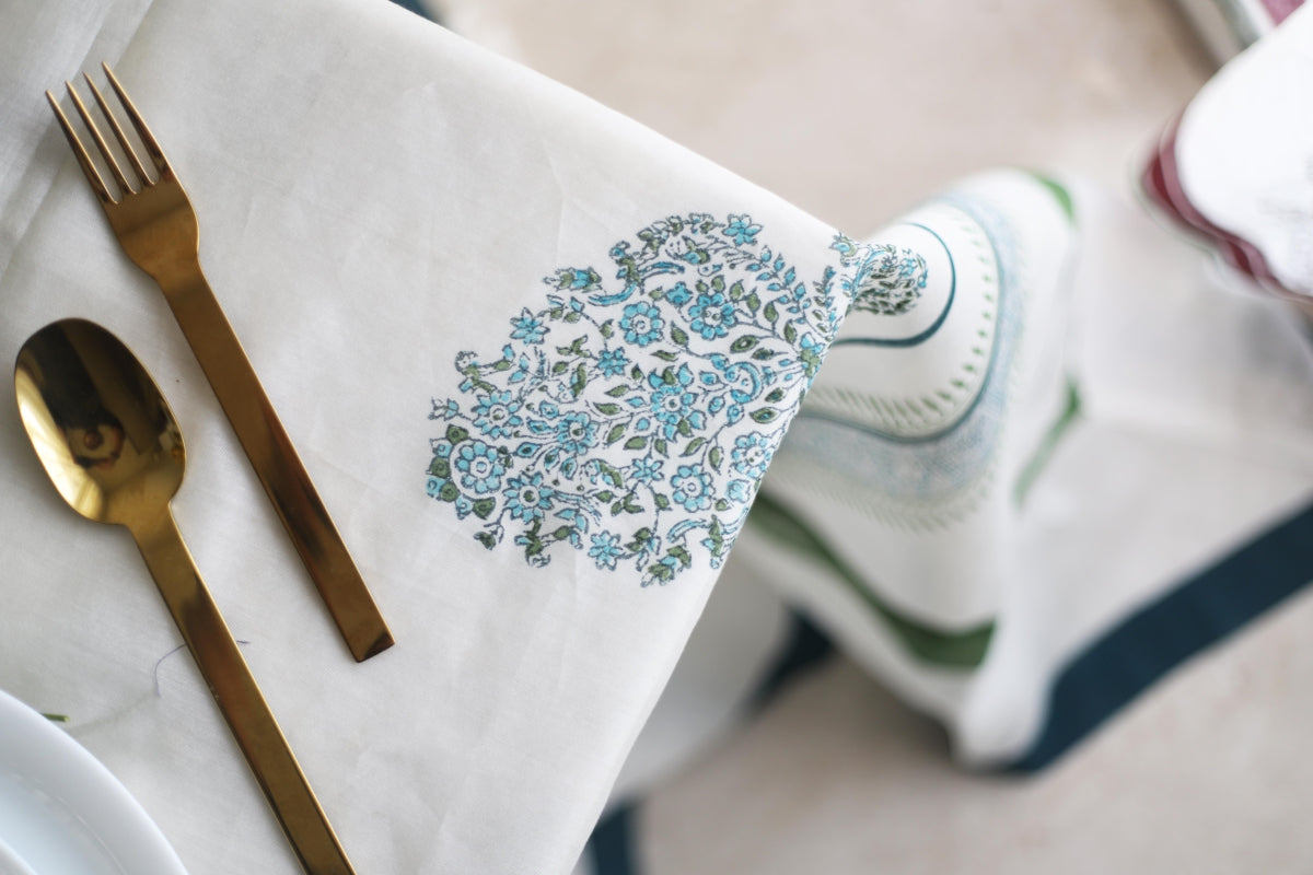 Table Cover Blue Paisely (87 inches X 60 inches )