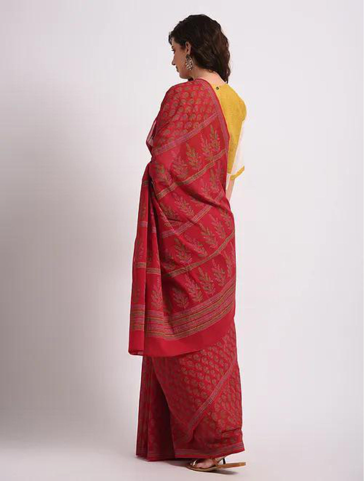 Red Floral Cotton Saree