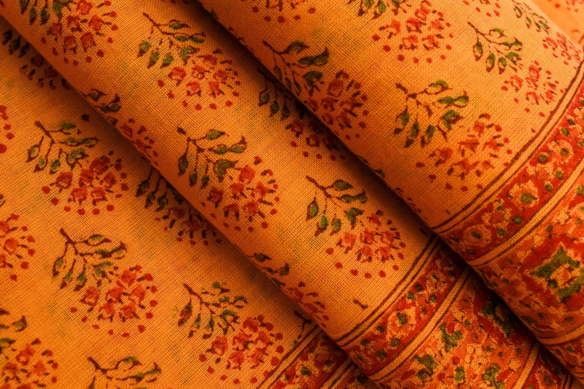 Yellow BootieCotton Saree