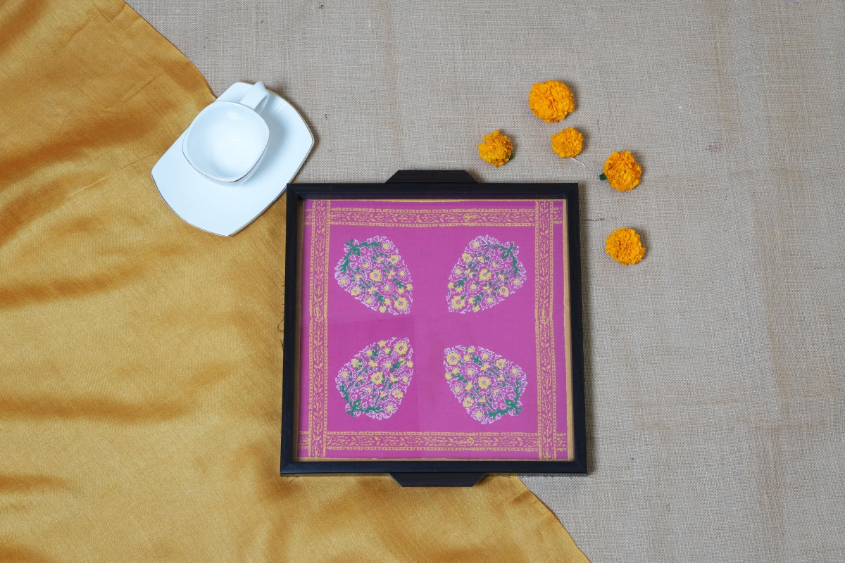 Pink 4 Paisely Tray 12*12