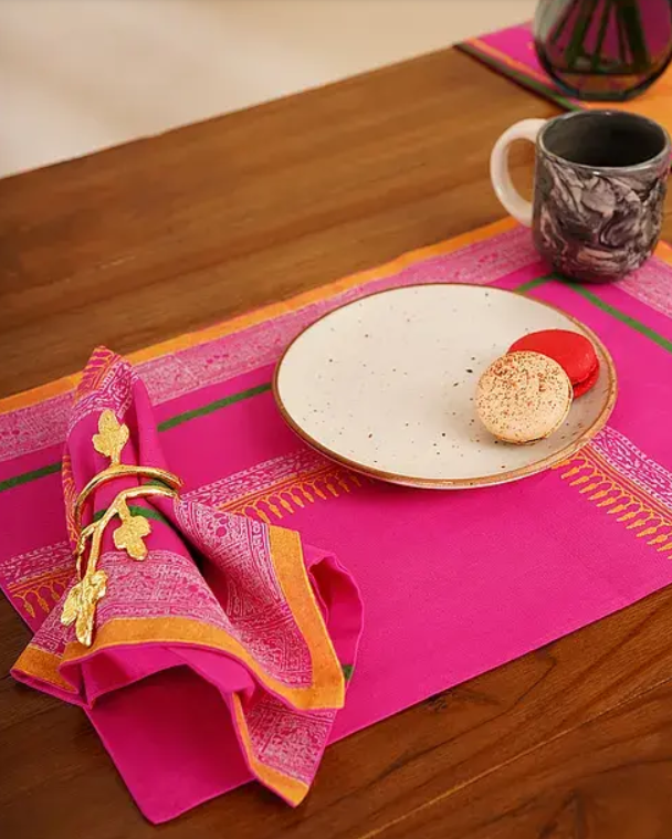 Pink Jaal blue Table Mat 18*12(set of 2)