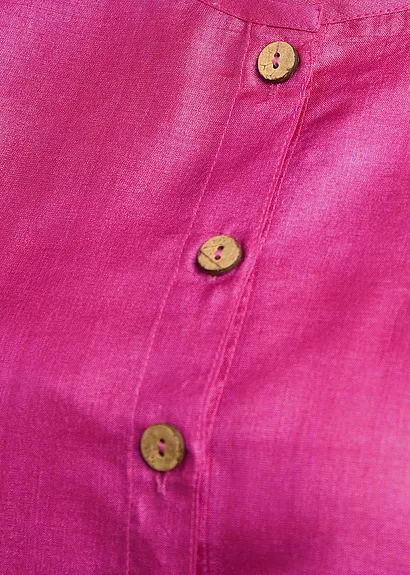 Pink Block Printed Tussar Blouse